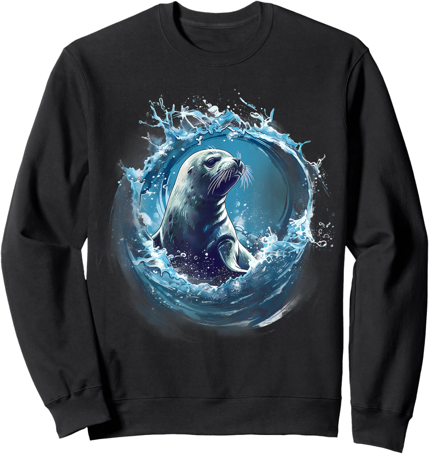 Seal Sea Ocean Animal Ocean Sea Seal Artwork Marine Mammal Sweatshirt - Sweatshirt | Black