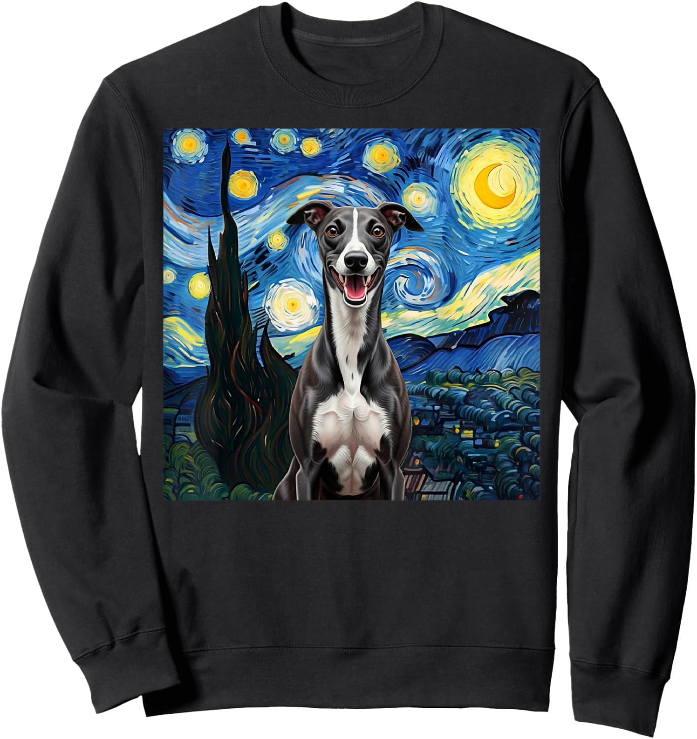 Whippet Black Starry Night Dog Lover Gift Women Kids Sweatshirt - Sweatshirt | Black