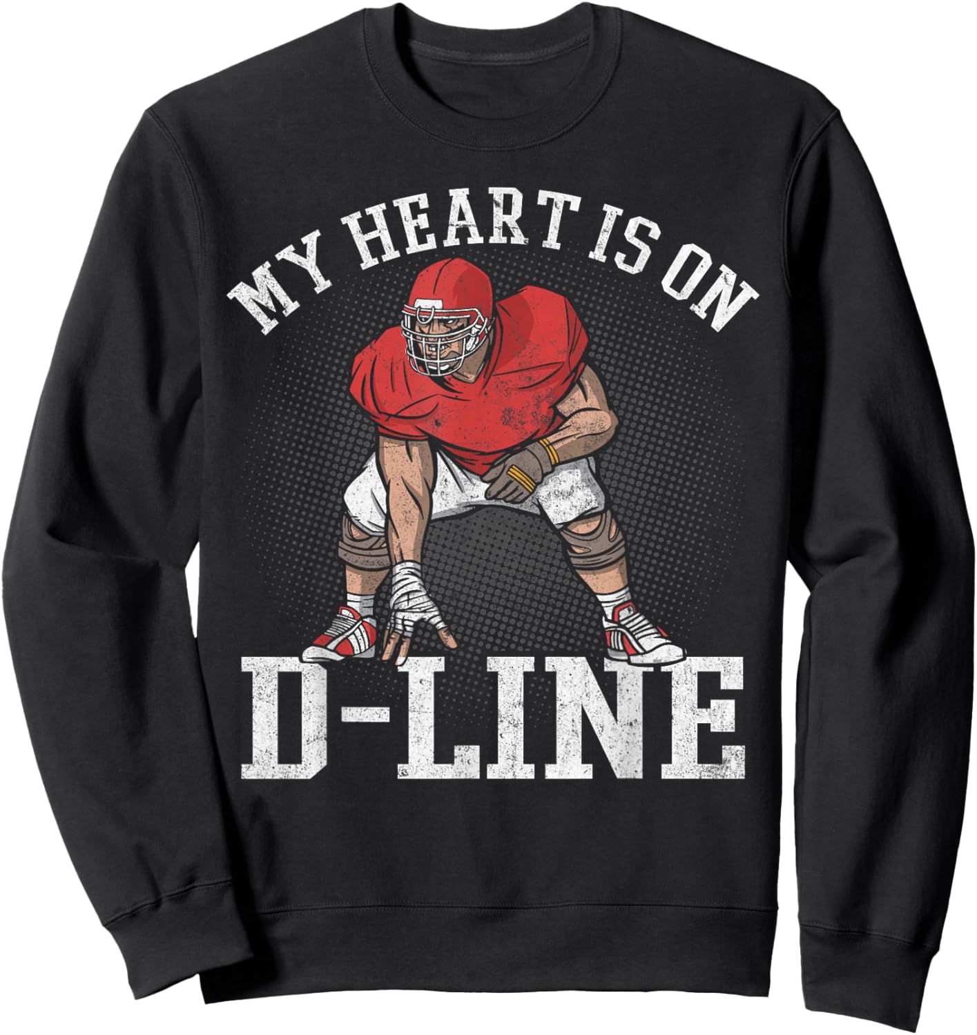 My Heart Is On D-Line Lineman Vintage Distressed Apparel Sweatshirt - Sweatshirt | Black