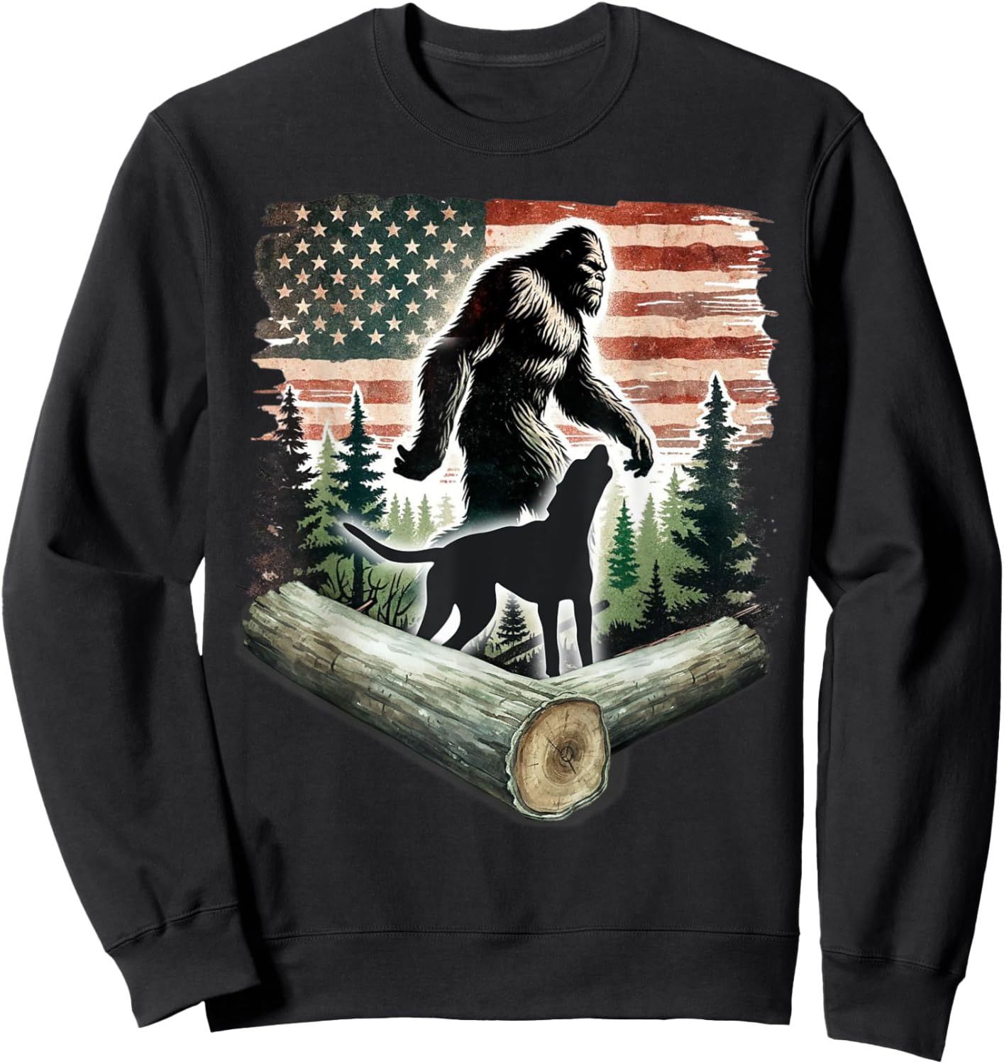 Bigfoot Coon Hunting with Treeing Walker Coonhound Dog Sweatshirt - Sweatshirt | Black