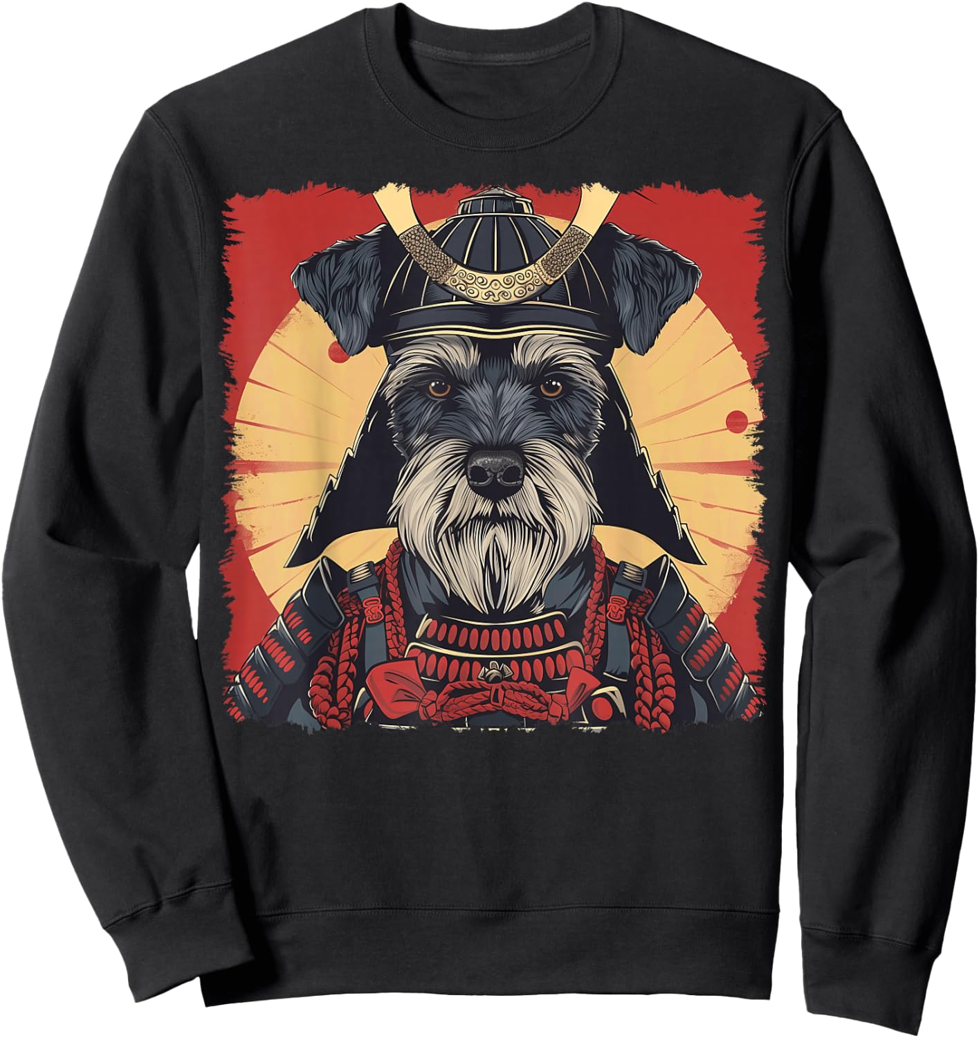 Miniature Schnauzer Dog Japanese Art Samurai Ukiyo-e Vintage Sweatshirt - Sweatshirt | Black