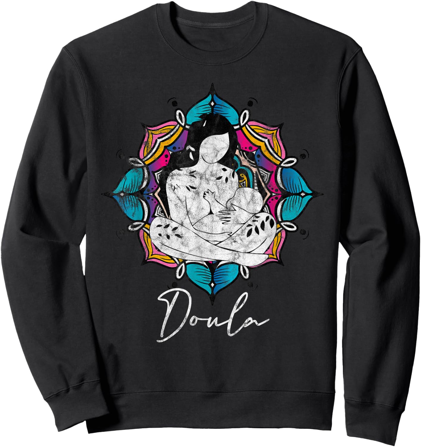 Doula Floral Birth Companion Gift Birth Coach Assistant Sweatshirt - Sweatshirt | Black