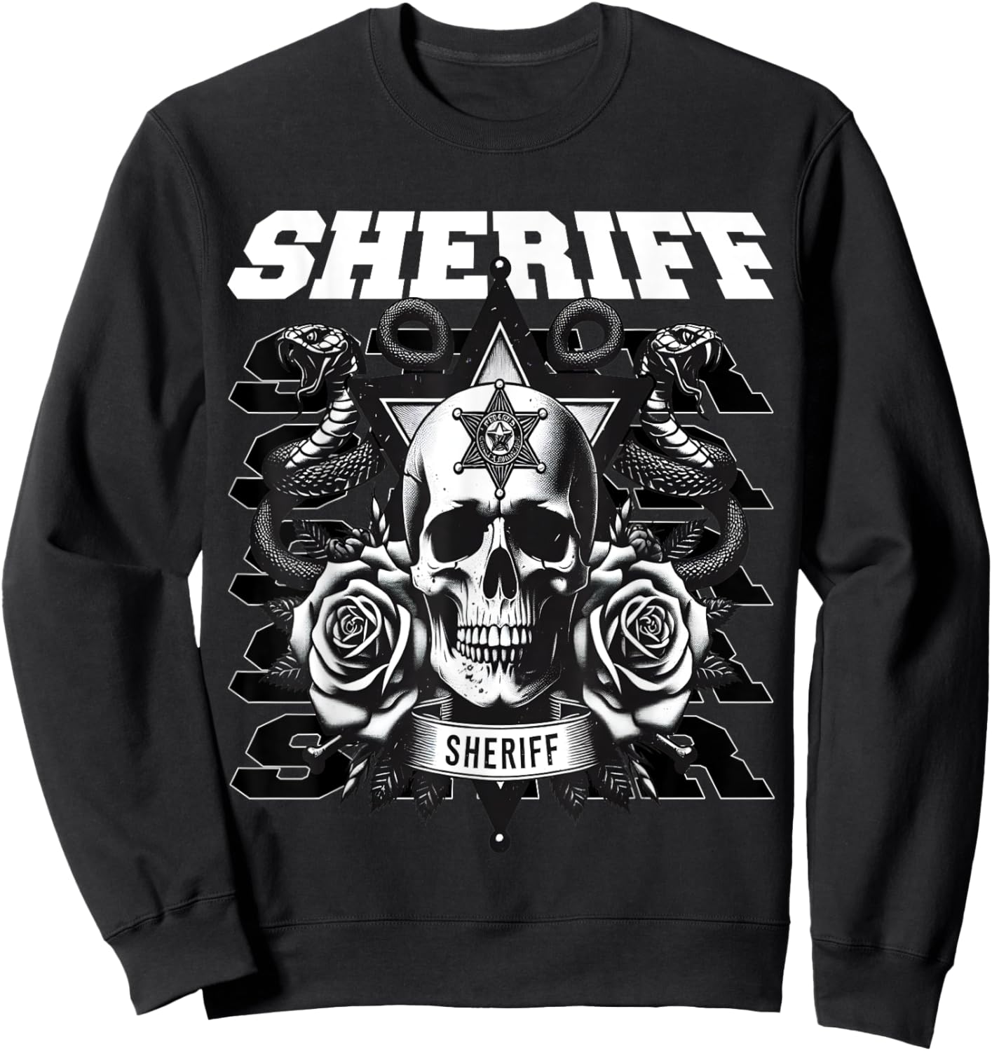 Sheriff Star Snakes and Roses Sweatshirt - Sweatshirt | Black
