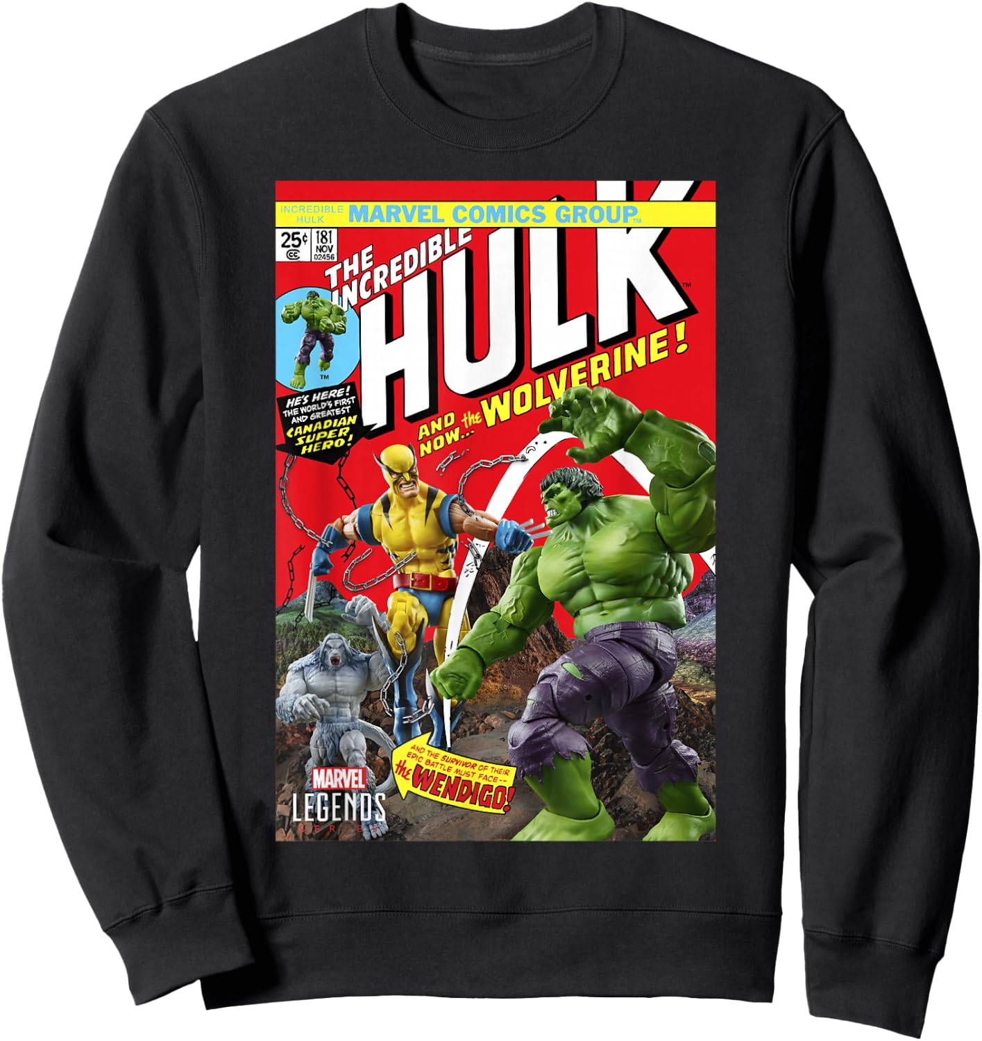 Marvel Legends Series Hulk and Wolverine Comic Cover Sweatshirt - Sweatshirt | Black