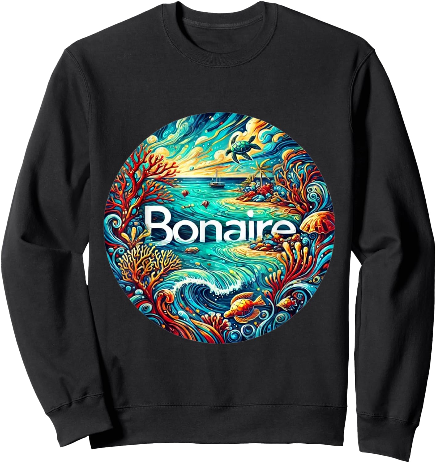 Bonaire ABC Dutch Islands artistic Sweatshirt - Sweatshirt | Black