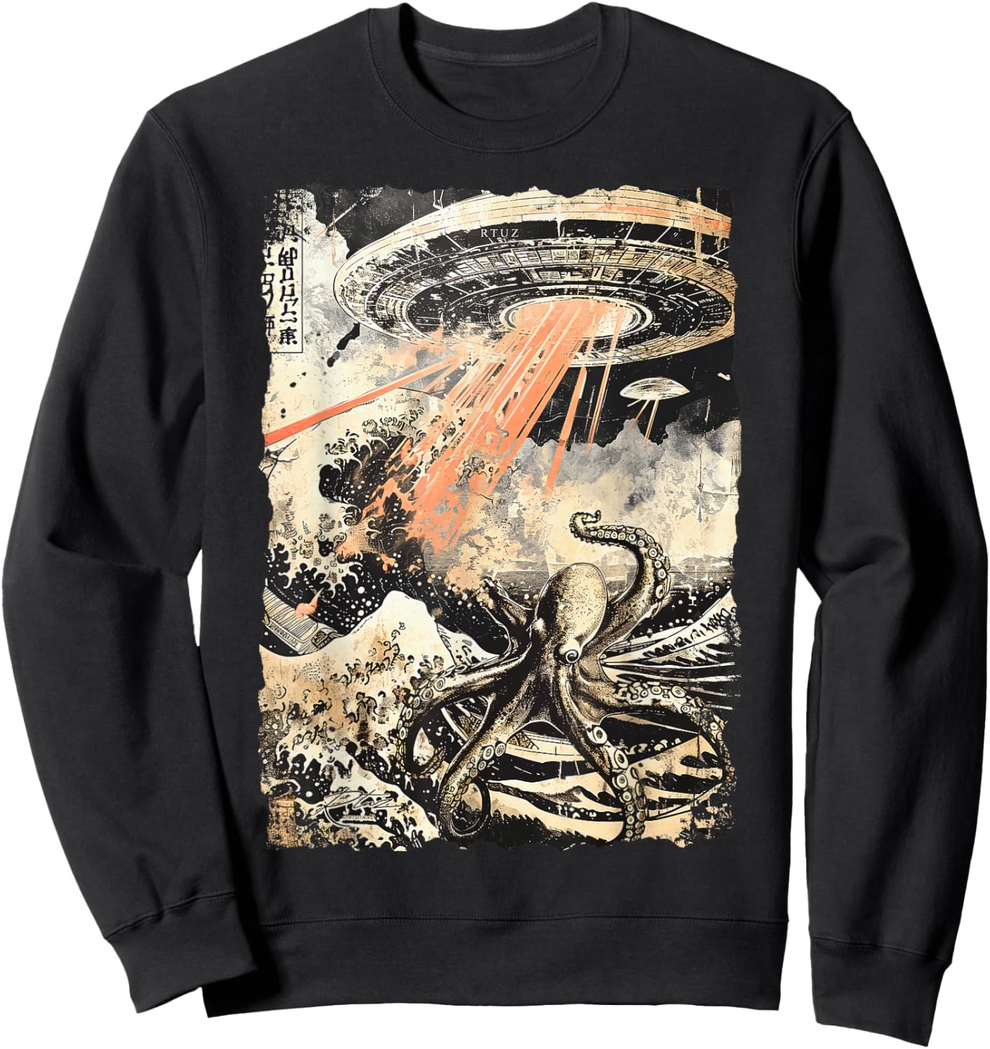 Y2K Streetwear Vintage Fashion Oktopus Horror Monster Krake Sweatshirt - Sweatshirt | Black