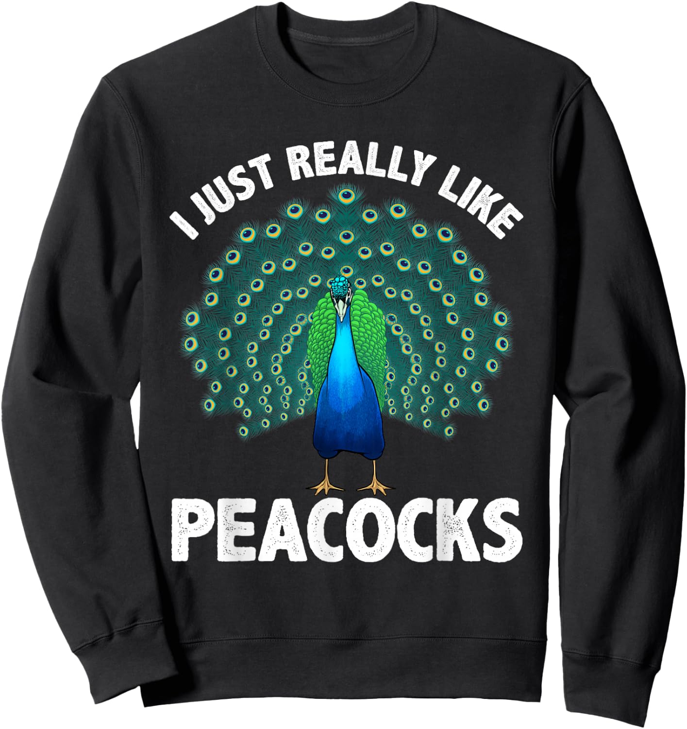 Cool Peacock Design Women Kids Bird Peacock Lovers Sweatshirt - Sweatshirt | Black