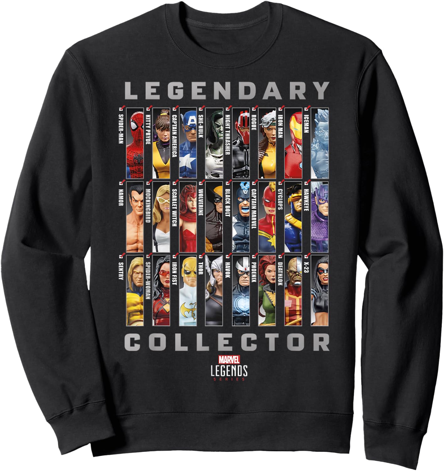 Marvel Legends Series Legendary Collector Checklist Sweatshirt - Sweatshirt | Black