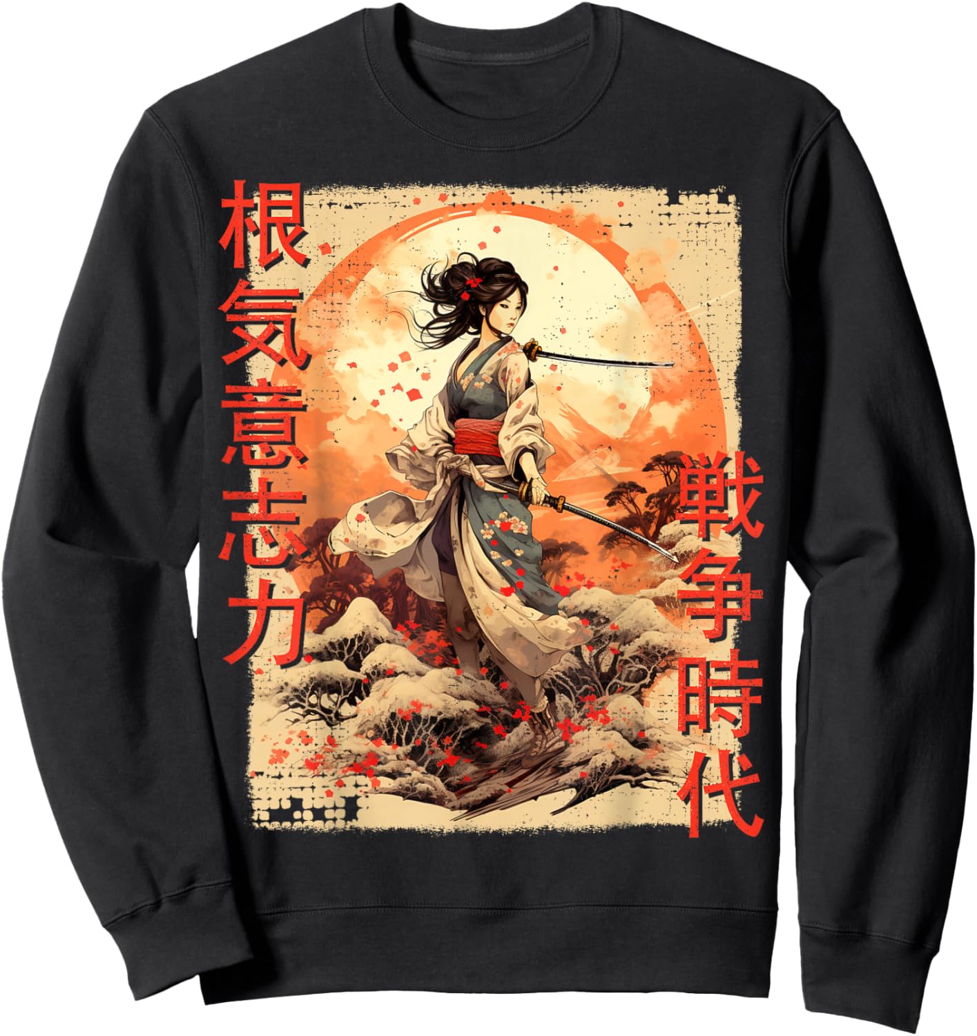 Samurai Woman Warrior Japanese Ninja Woman Kawaii Sweatshirt - Sweatshirt | Black