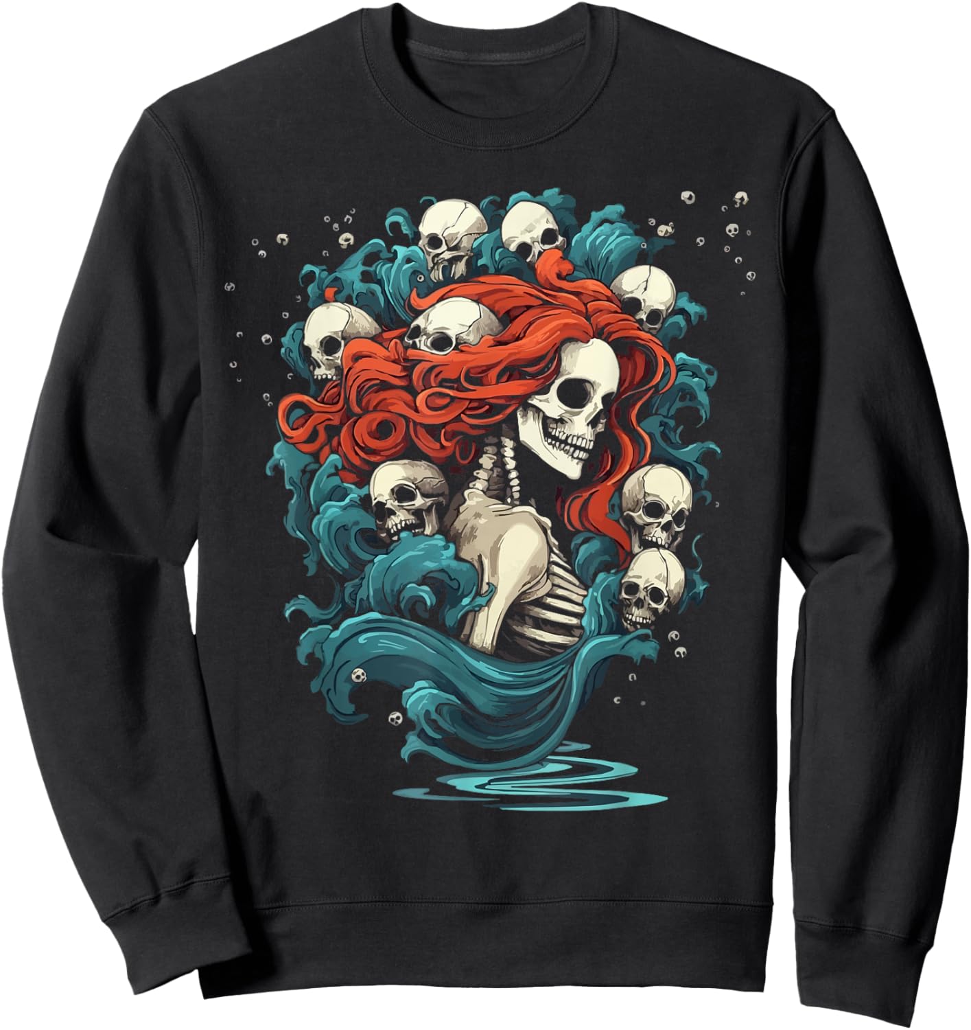 Zombie Mermaid Halloween Costume Spooky Trick Or Treat Sweatshirt - Sweatshirt | Black