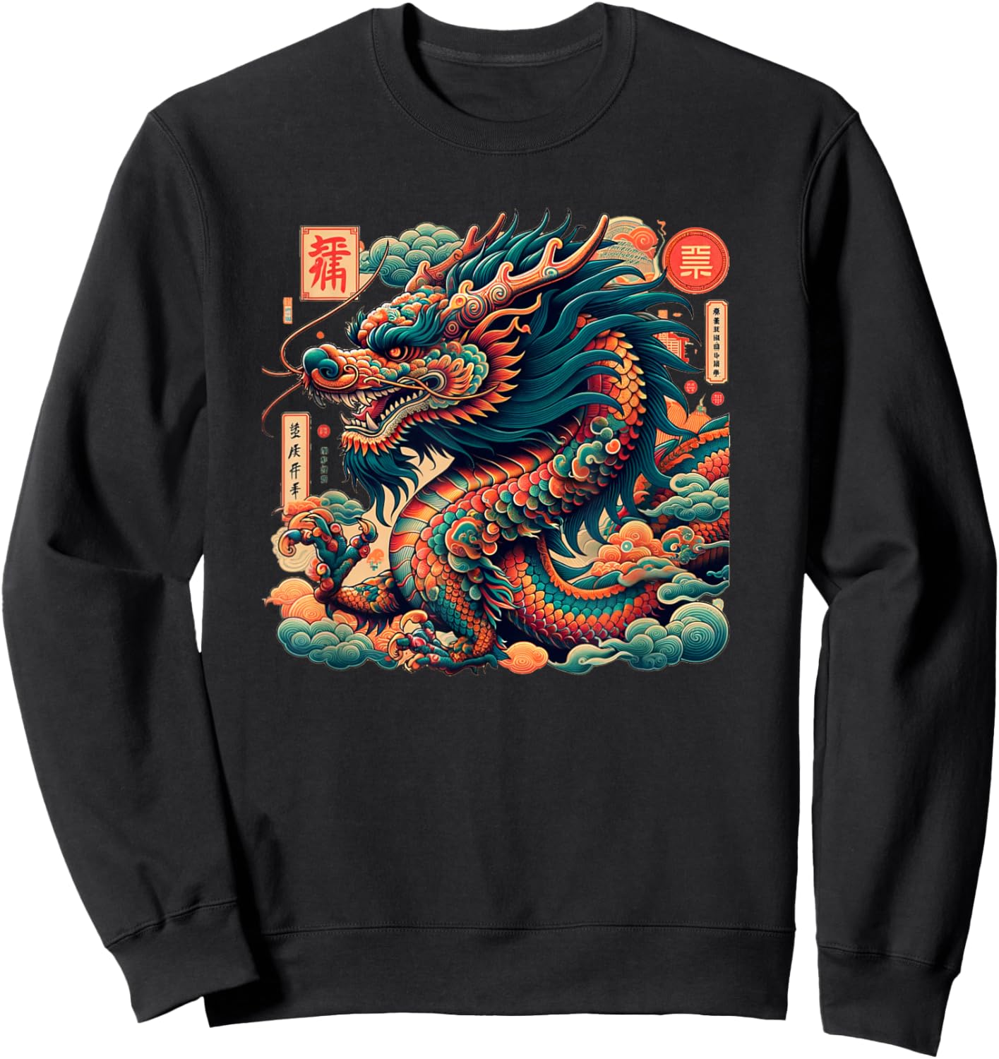 Majestic Chinese Dragon Design Lovers Sweatshirt - Sweatshirt | Black
