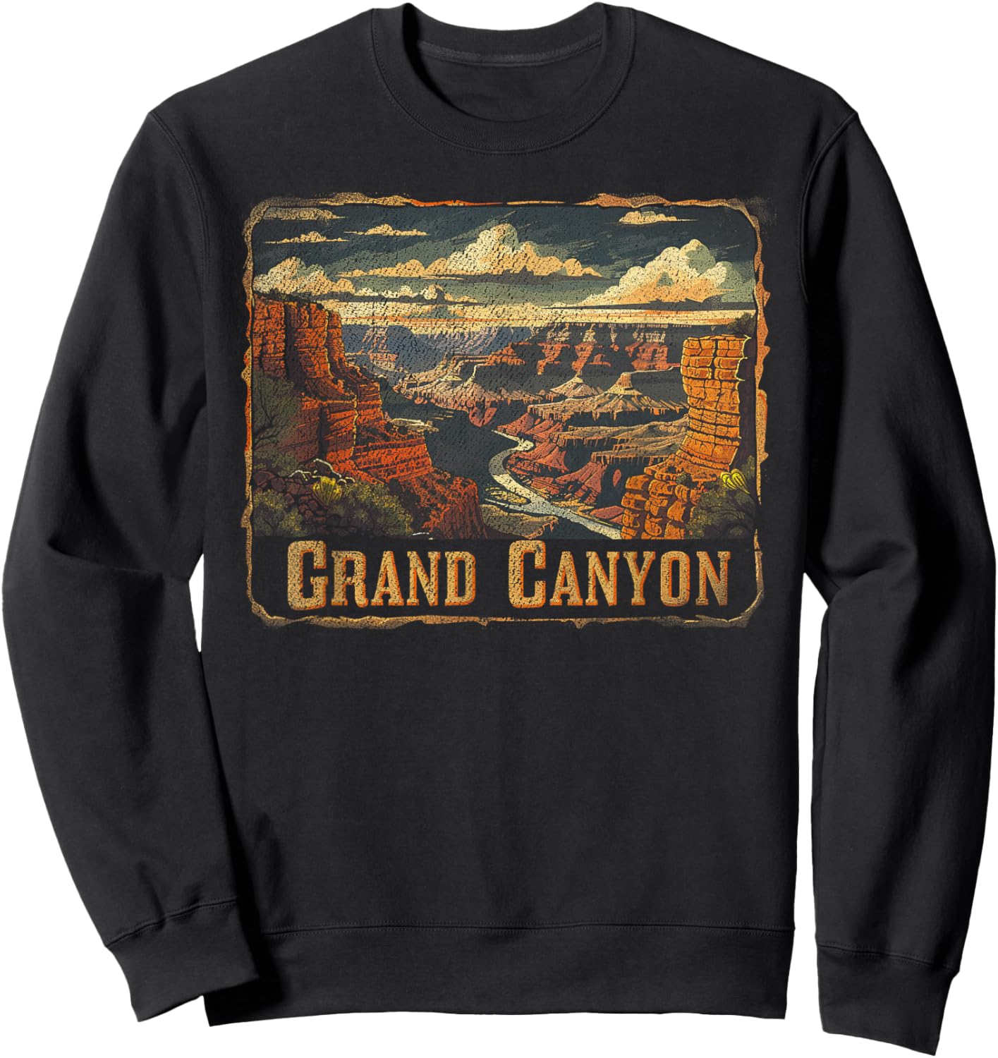 Grand Canyon - US National Park Vintage Men Women Kids Retro Sweatshirt - Sweatshirt | Black