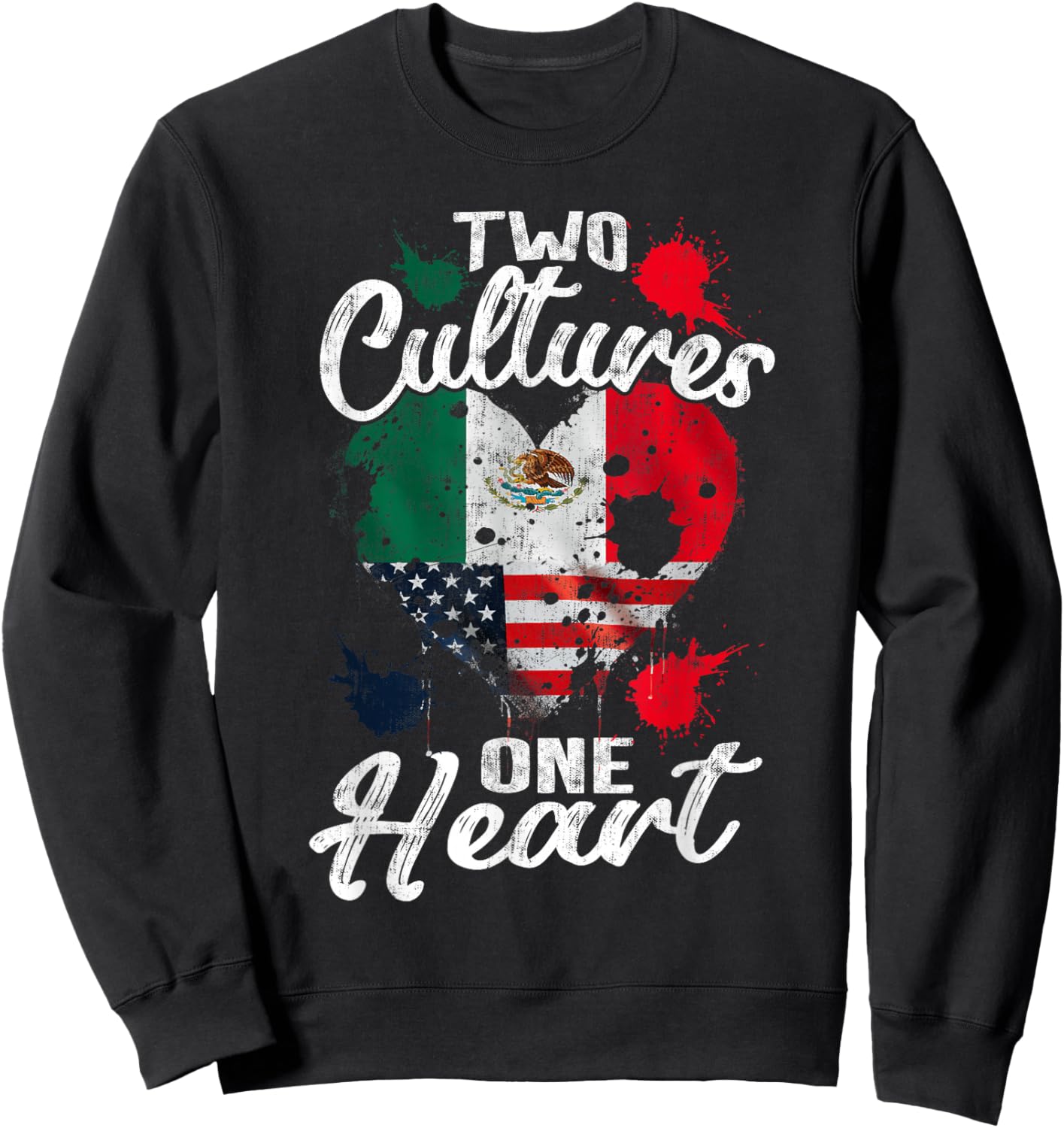 Zwei Kulturen EIN Herz Mexico USA Mexican American Sweatshirt - Sweatshirt | Black
