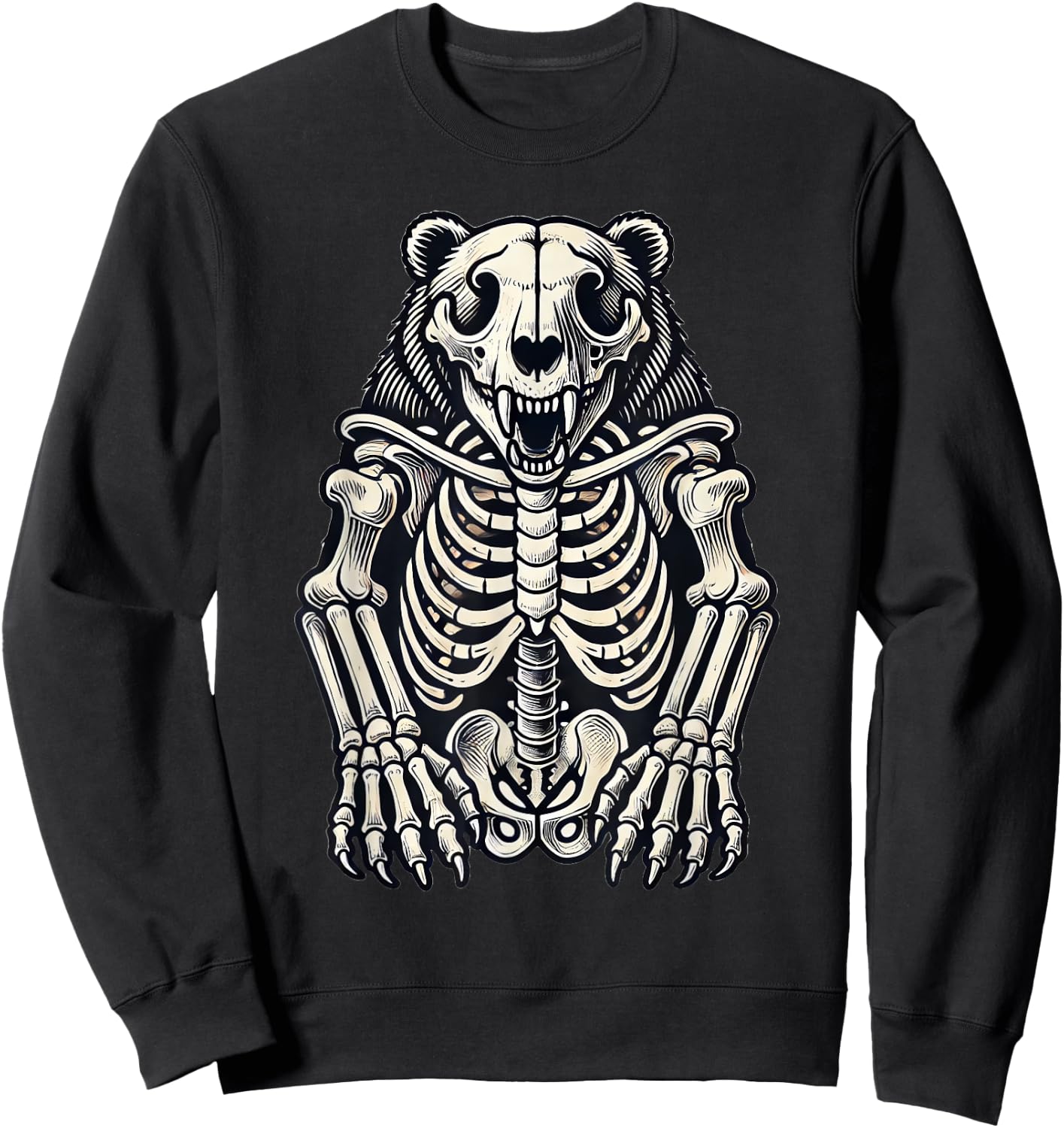 Bear Skeleton Halloween Sweatshirt - Sweatshirt | Black