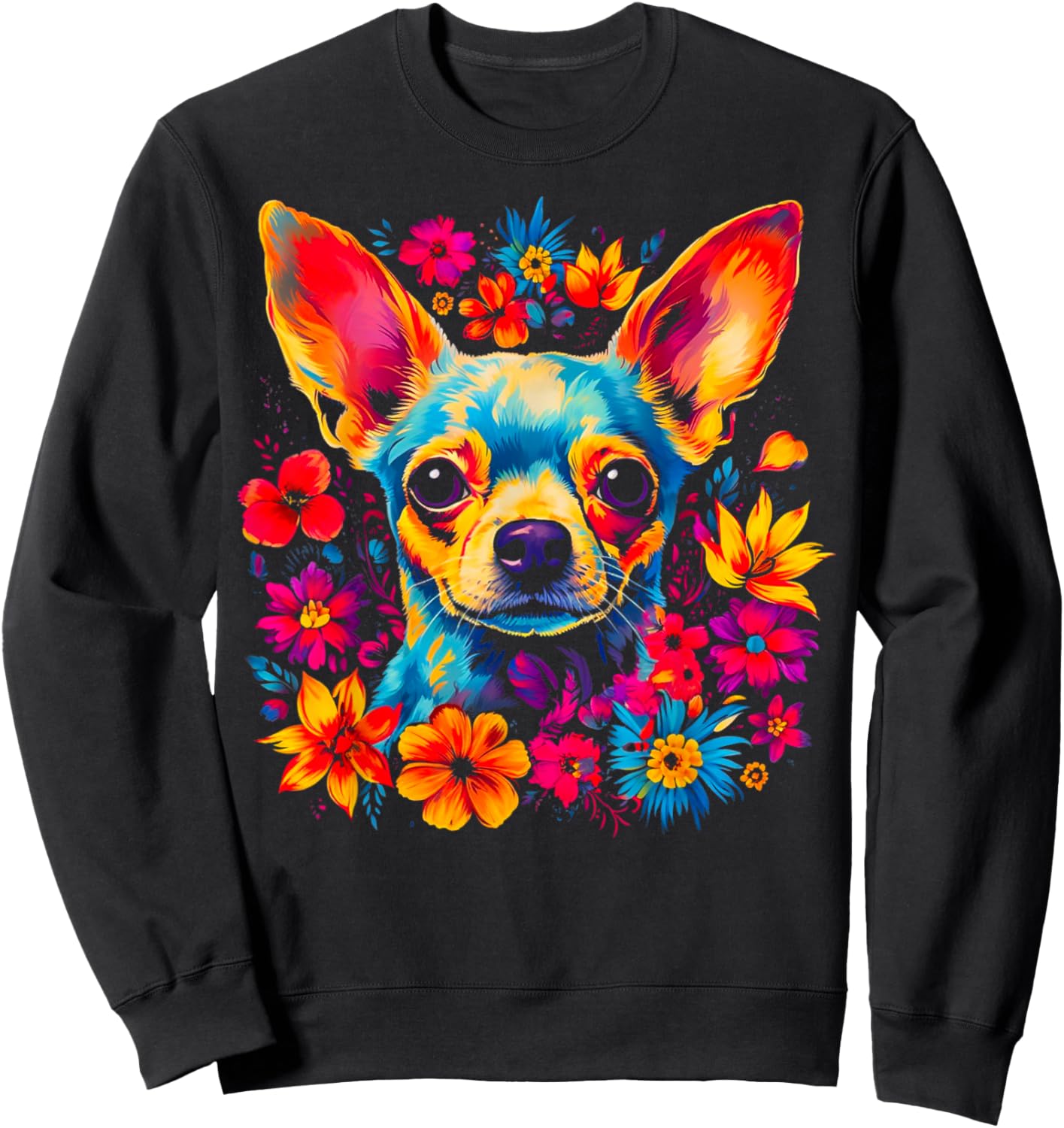 Chihuahua Dog Flowers Sweatshirt - Sweatshirt | Black