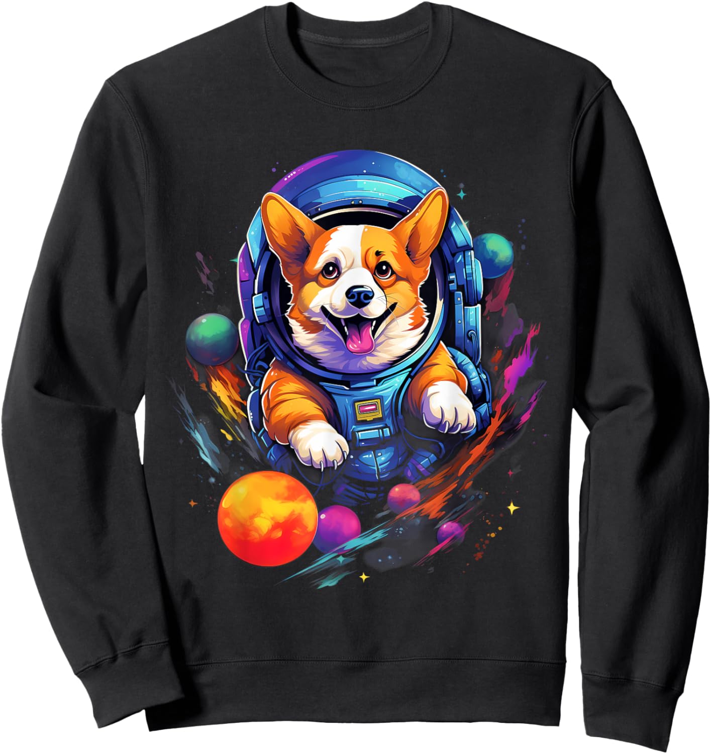 Space Corgi Dog Astronaut Sweatshirt - Sweatshirt | Black