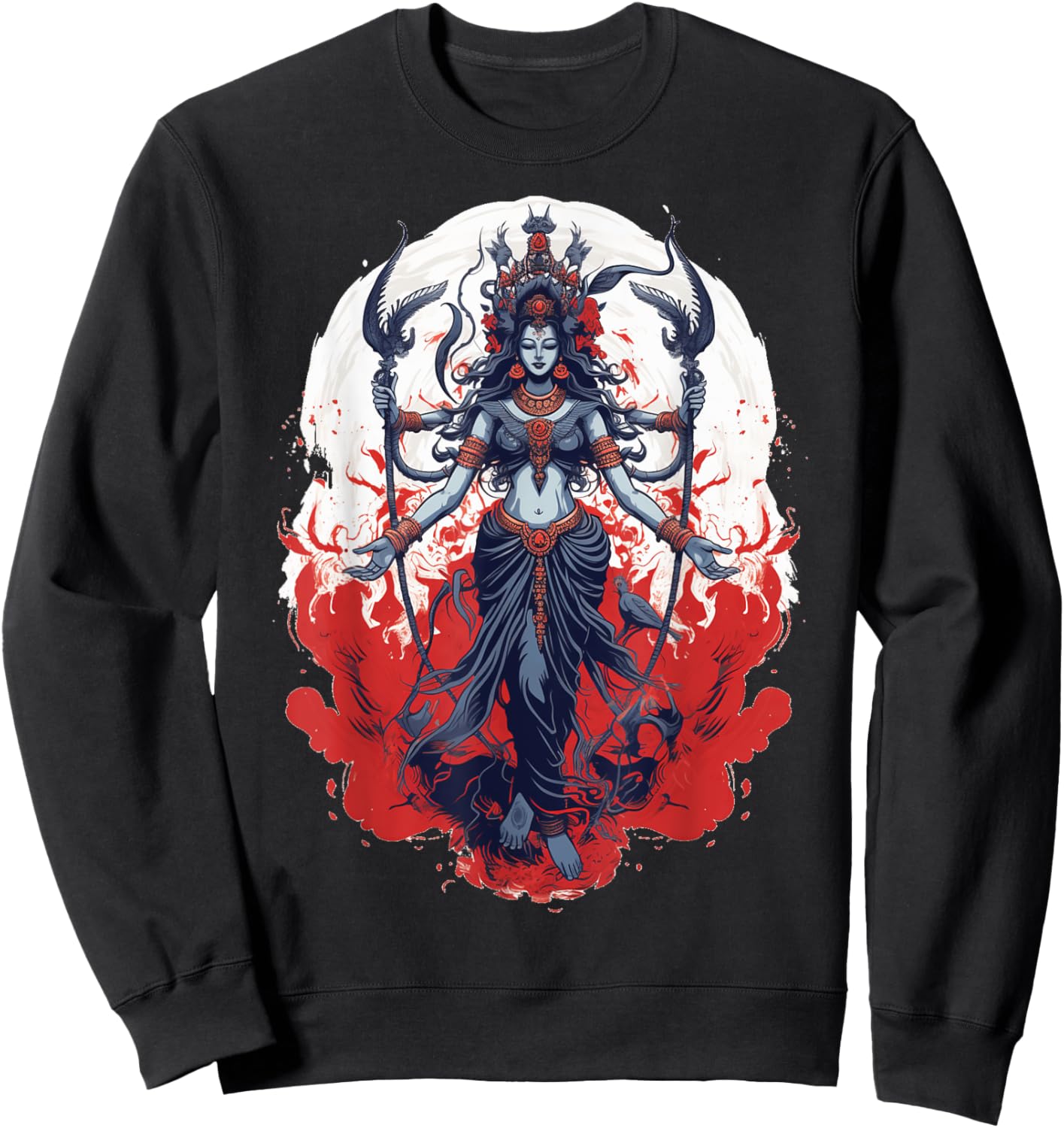 Kali Goddess of Death, Time and Doomsday Hindu Yoga Women Sweatshirt - Sweatshirt | Black