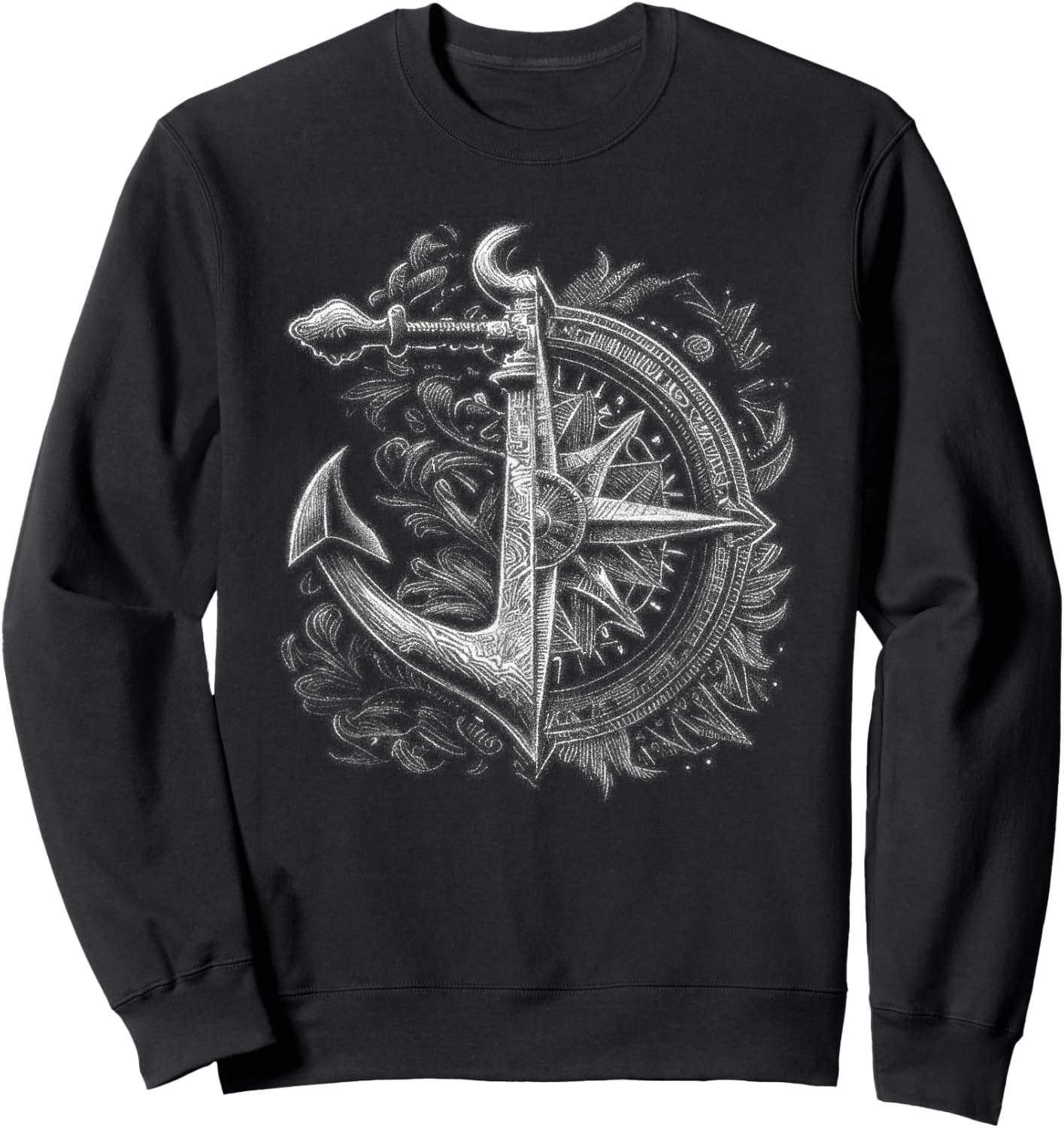 Compass Anchor Sea Lover Marine Life Lover Sweatshirt - Sweatshirt | Black