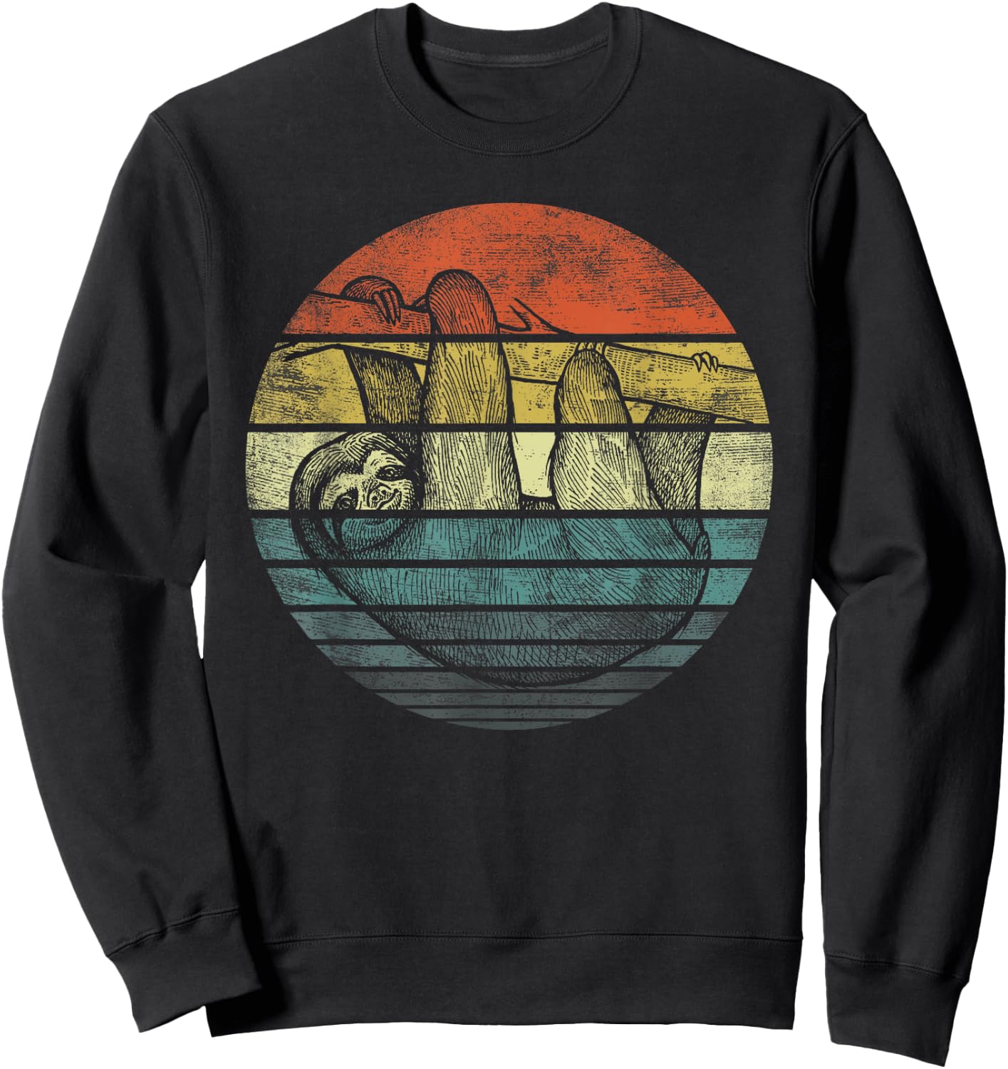 Sloth Lover Gifts Retro Sunset Funny Animal Sloth Silhouette Sweatshirt - Sweatshirt | Black