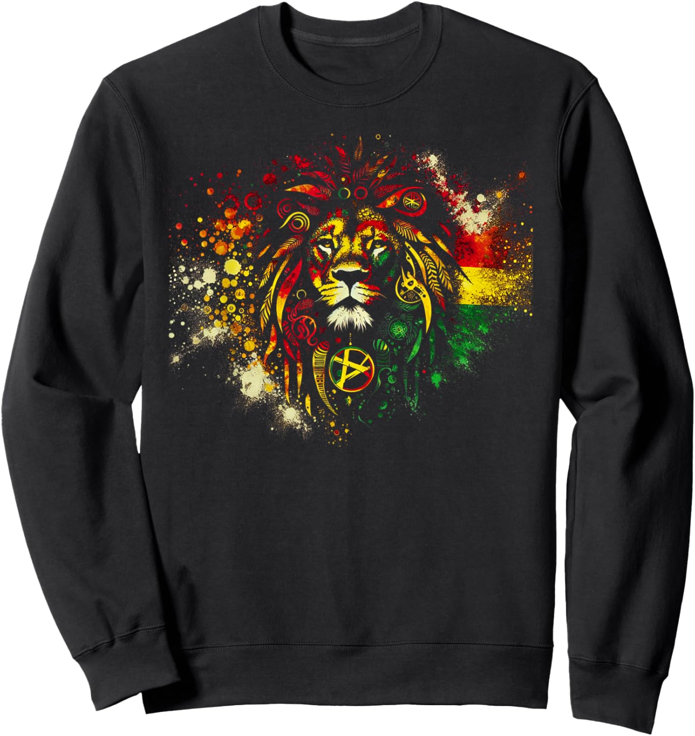 Symbolic Rasta Lion Sweatshirt - Sweatshirt | Black