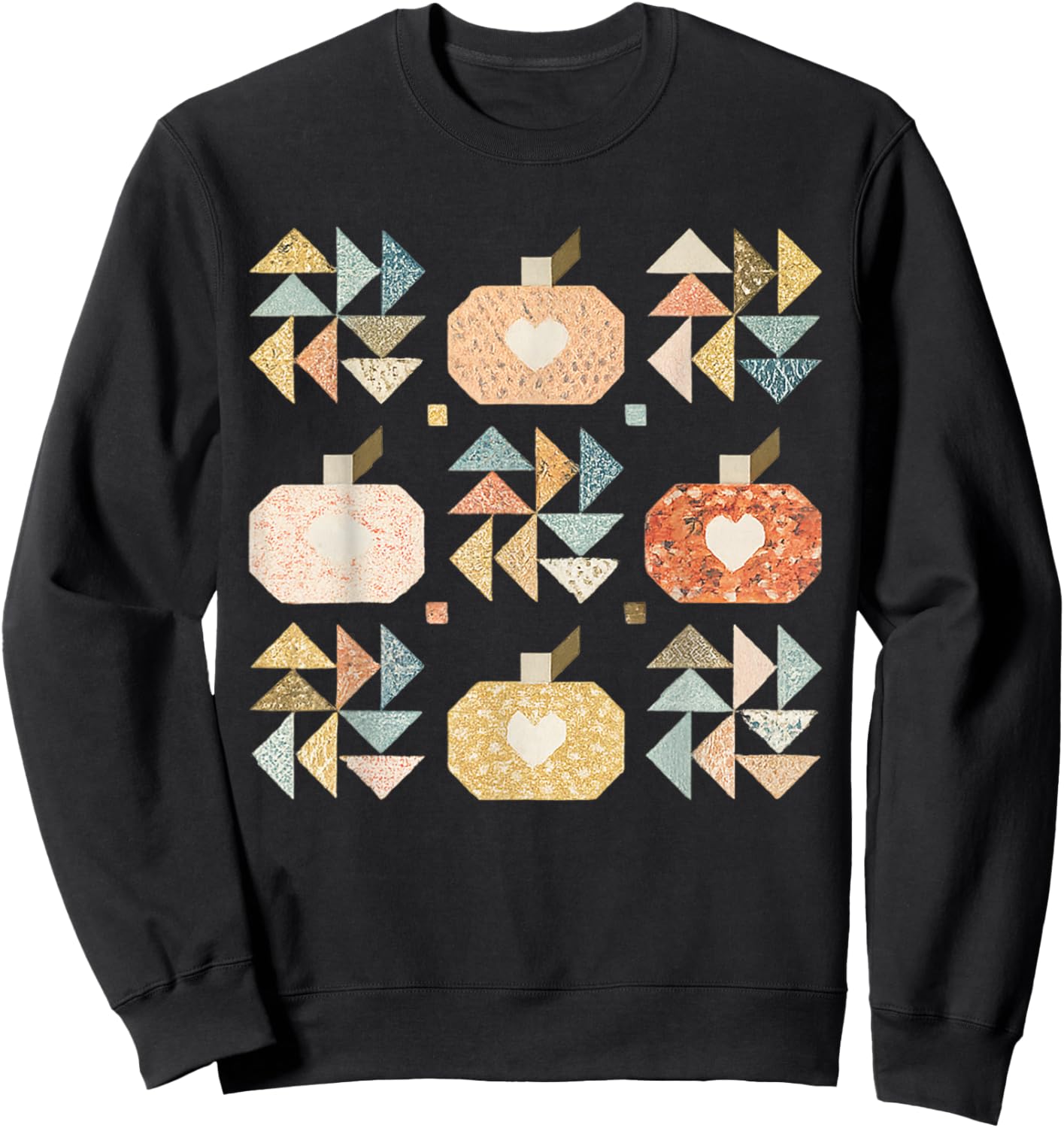 Patchwork Quilter Fall Pumpkin Quilt Block Autumn Quilting Sweatshirt - Sweatshirt | Black