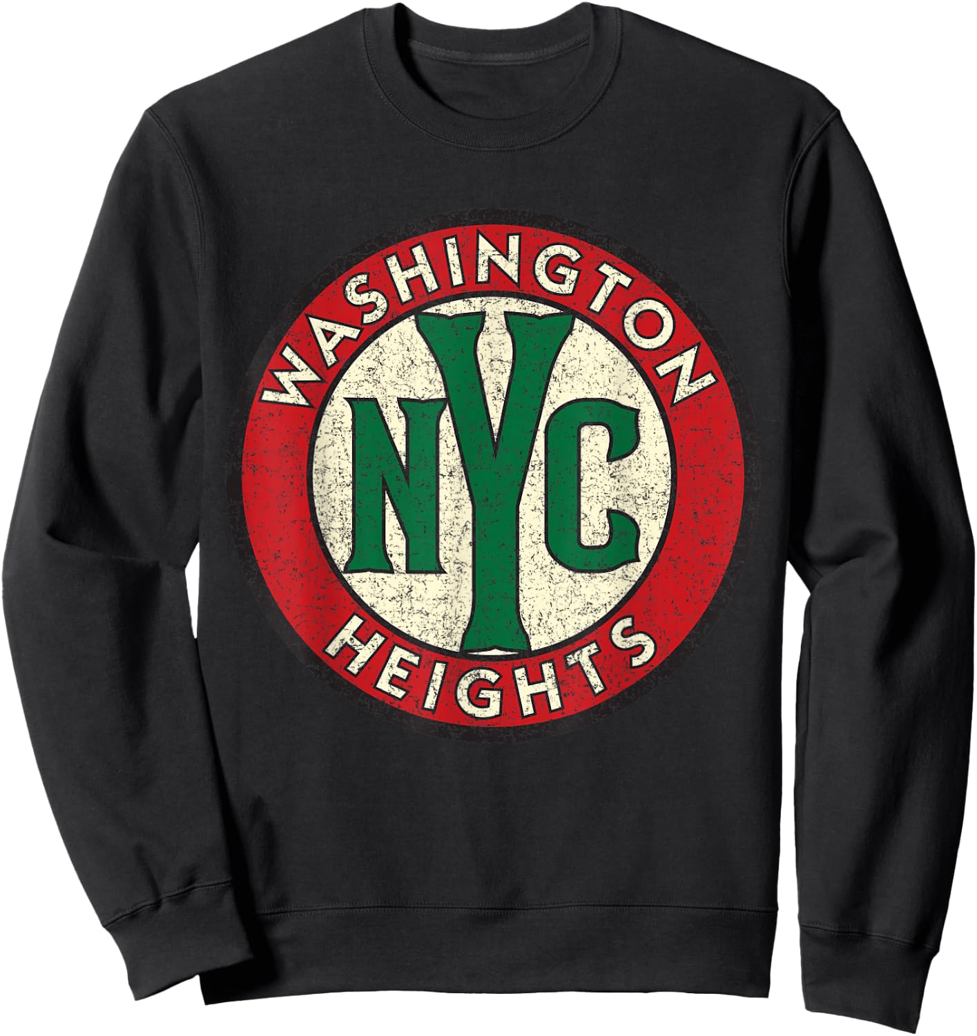 Washington Heights NYC Circle Sign Distressed Print Sweatshirt - Sweatshirt | Black