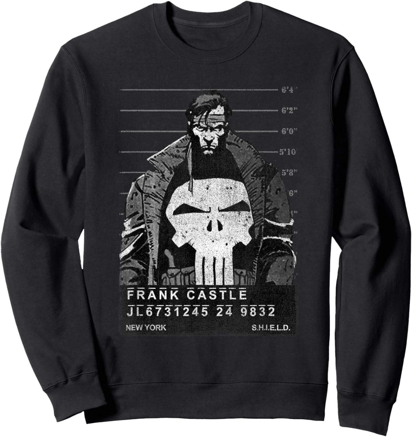 Marvel Punisher Frank Castle Shield Mugshot Poster Vintage Sweatshirt - Sweatshirt | Black