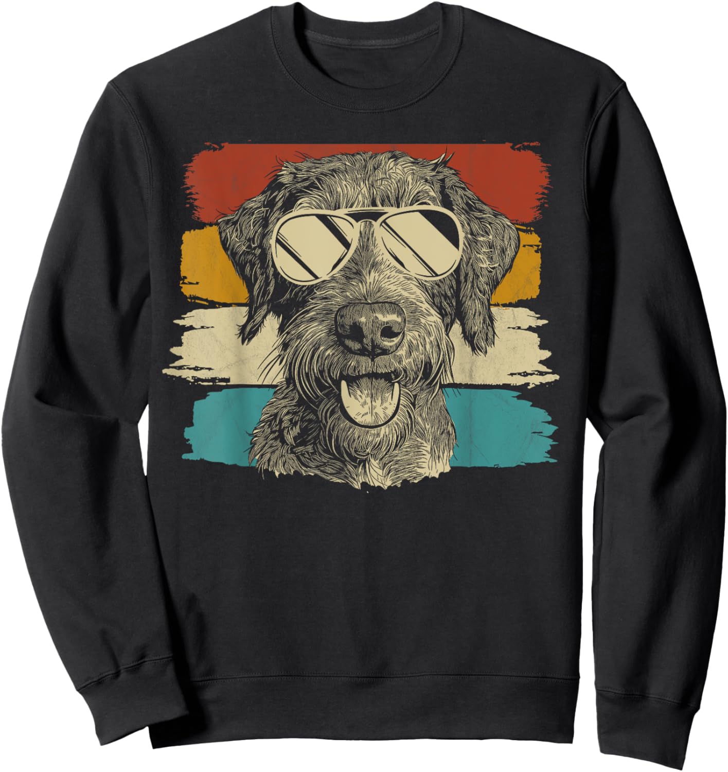 German Wirehaired Pointer with sunglasses retro Sweatshirt - Sweatshirt | Black