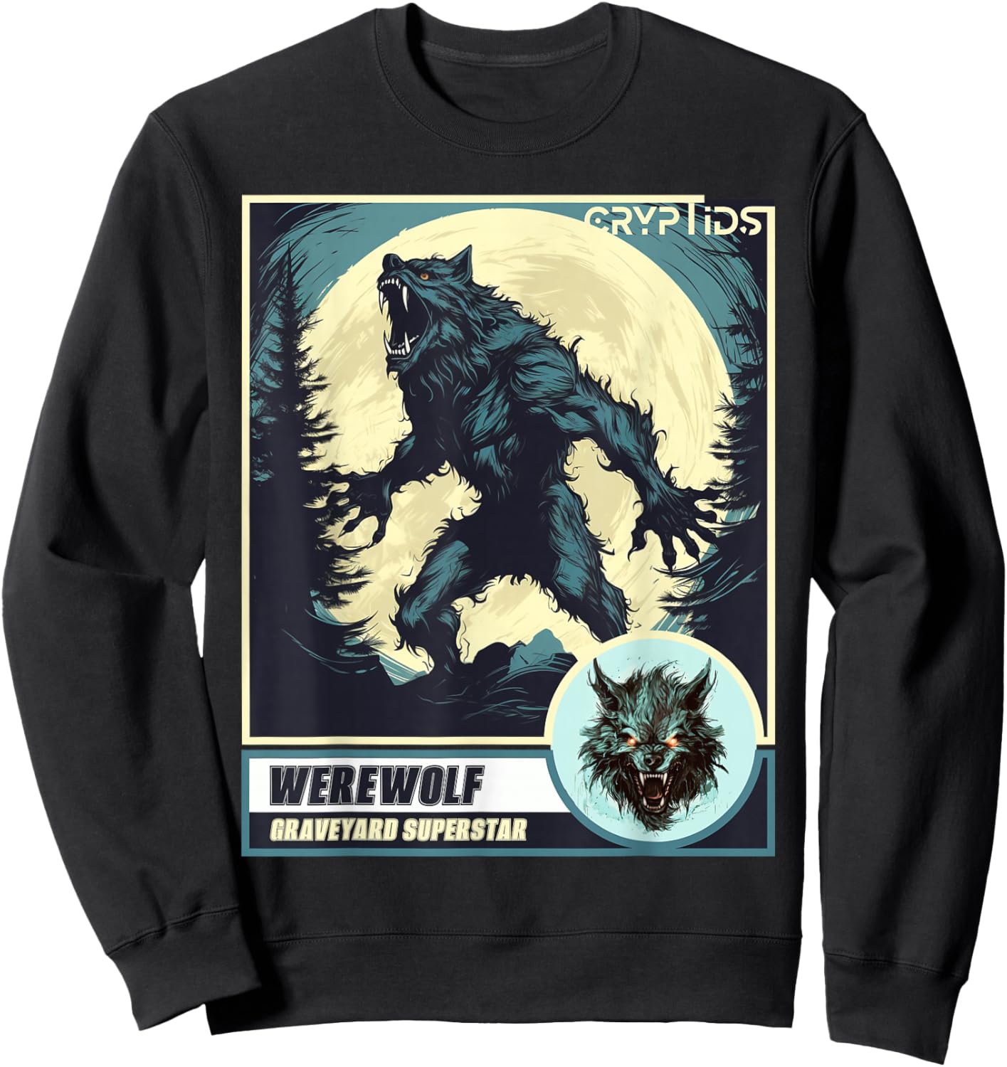Scary Werewolf Howling at The Moon Sweatshirt - Sweatshirt | Black
