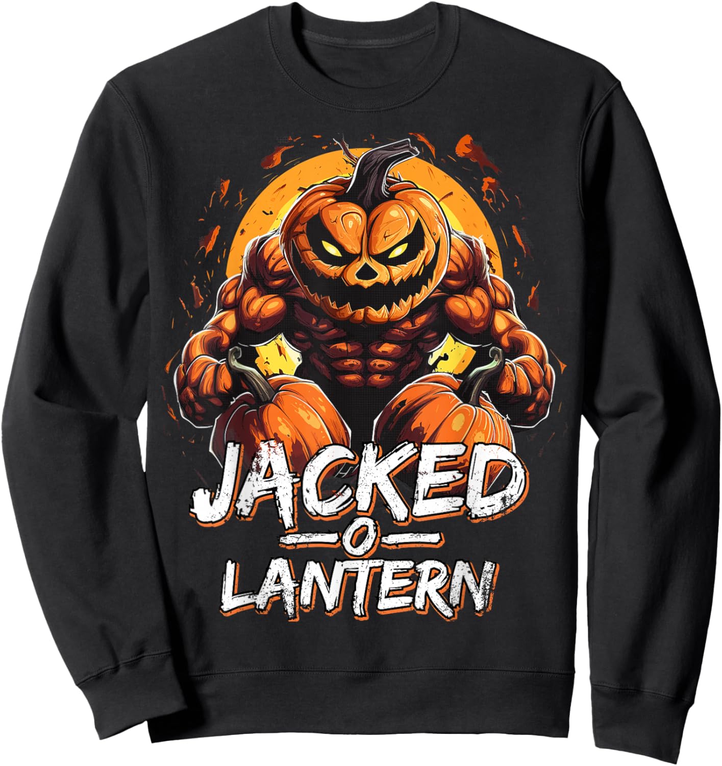 Funny Halloween Jacked O Lantern Costume Party Gym Men Sweatshirt - Sweatshirt | Black