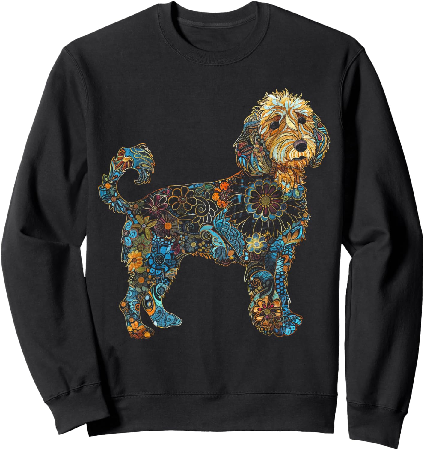 Goldendoodle Dog Vintage Flowers Doodle Mom Sweatshirt - Sweatshirt | Black