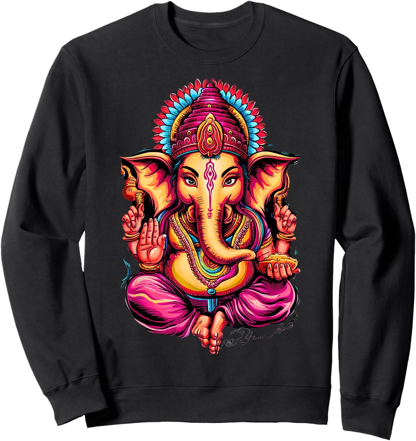 Hindu Ganesha Puja Elephant God India Meditation Yoga Murti Sweatshirt - Sweatshirt | Black