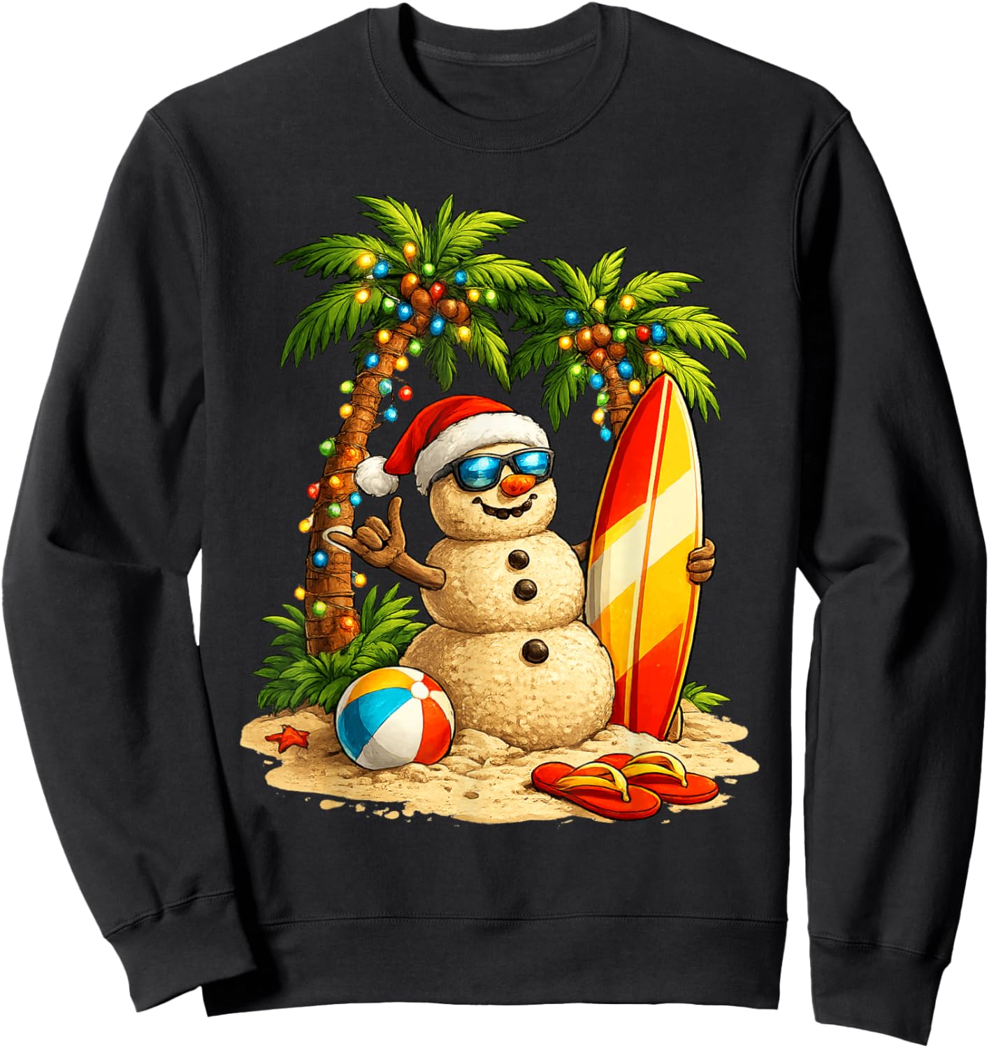 Xmas in July Santa Snowman Beach Summer Christmas in June Sweatshirt - Sweatshirt | Black
