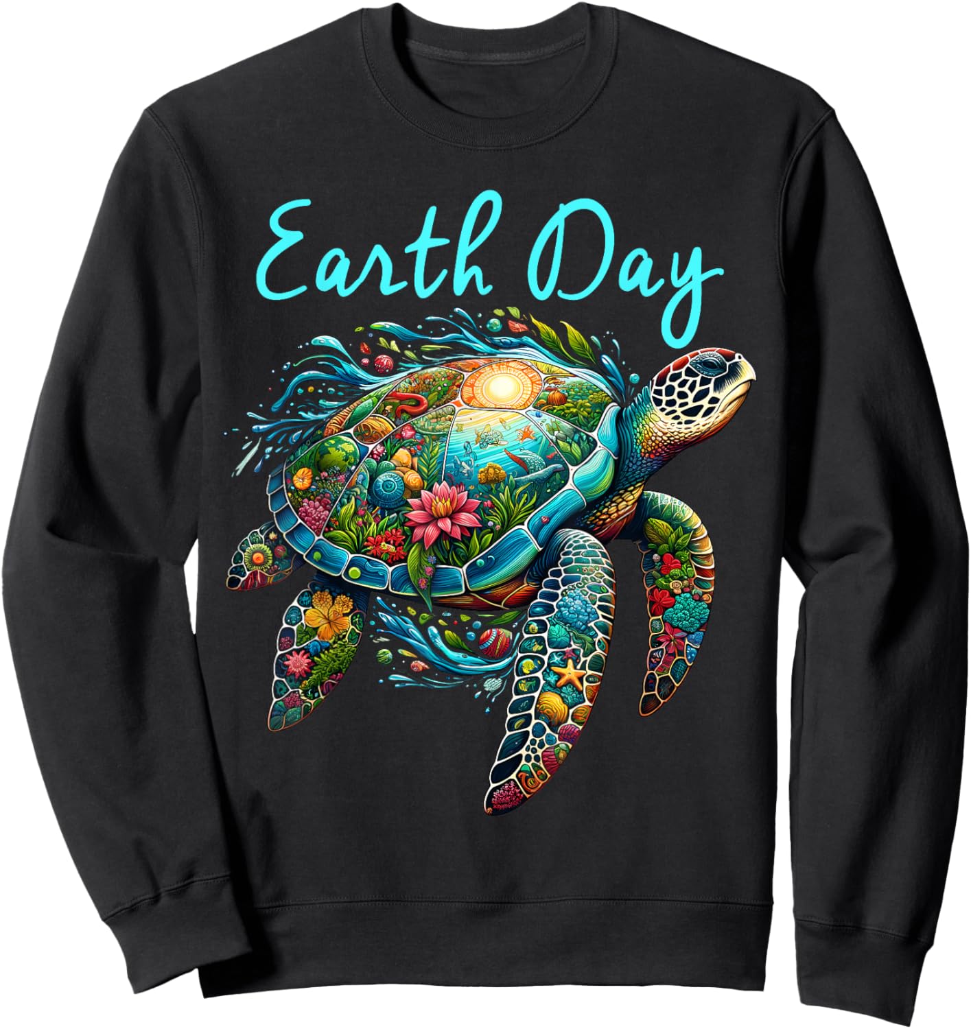 Sea Turtle Earth Day Save The Earth Sweatshirt - Sweatshirt | Black