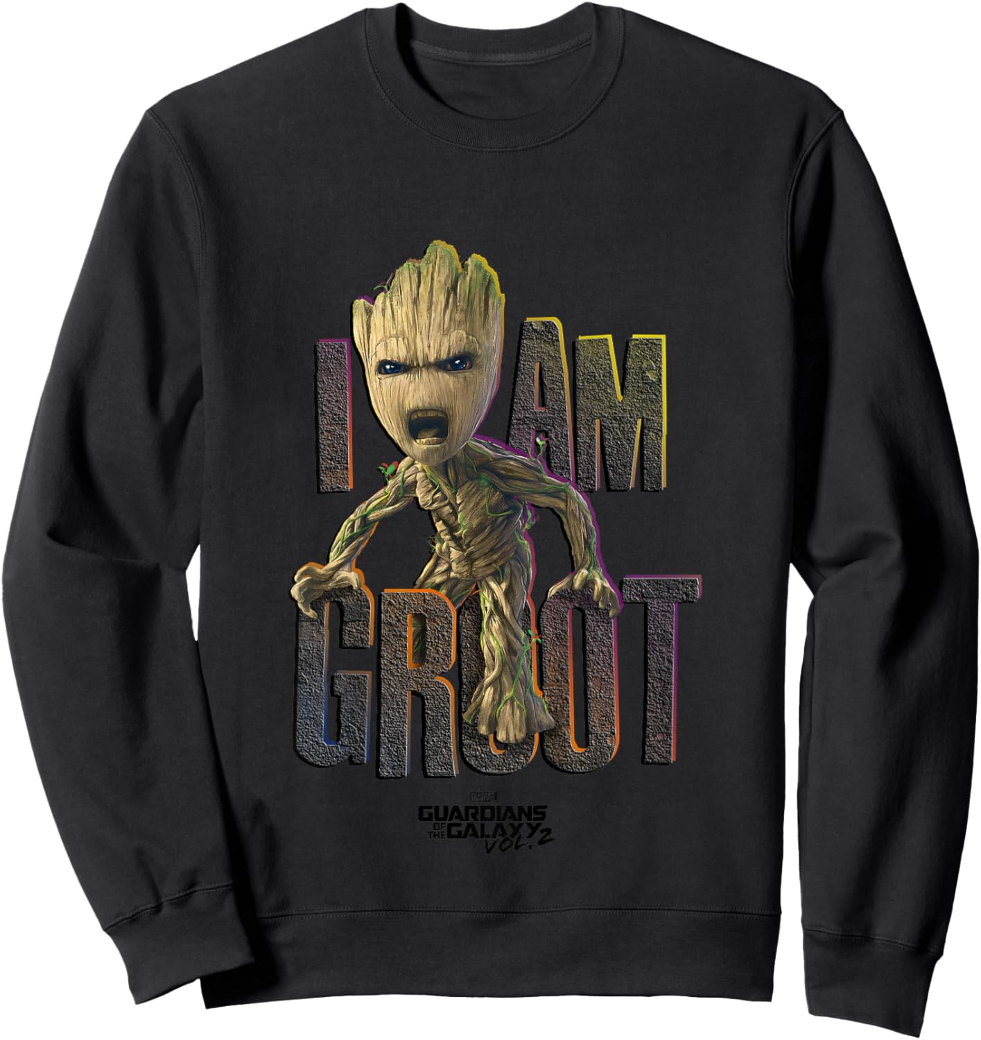 Kids Marvel Guardians of The Galaxy Vol. 2 Angry Baby Groot Sweatshirt - Sweatshirt | Black