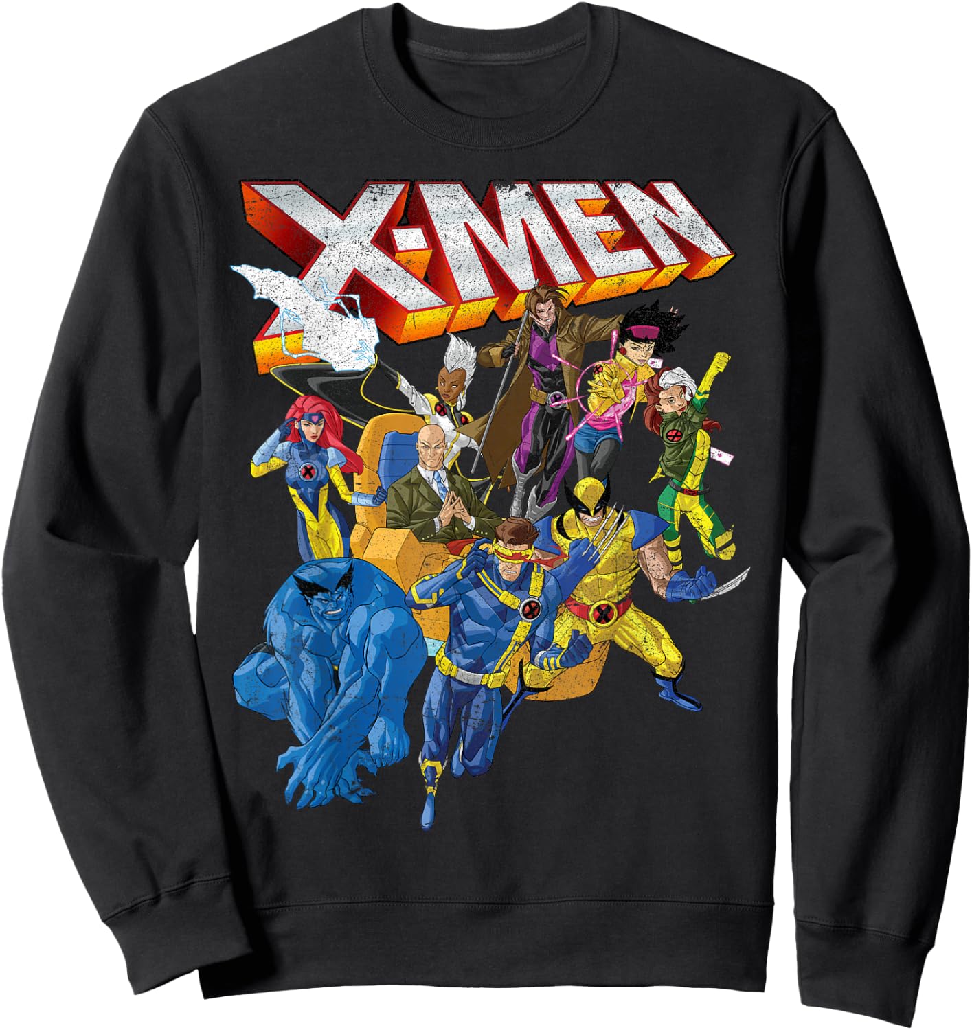 Marvel X-Men Vintage Group Shot Logo Sweatshirt - Sweatshirt | Black