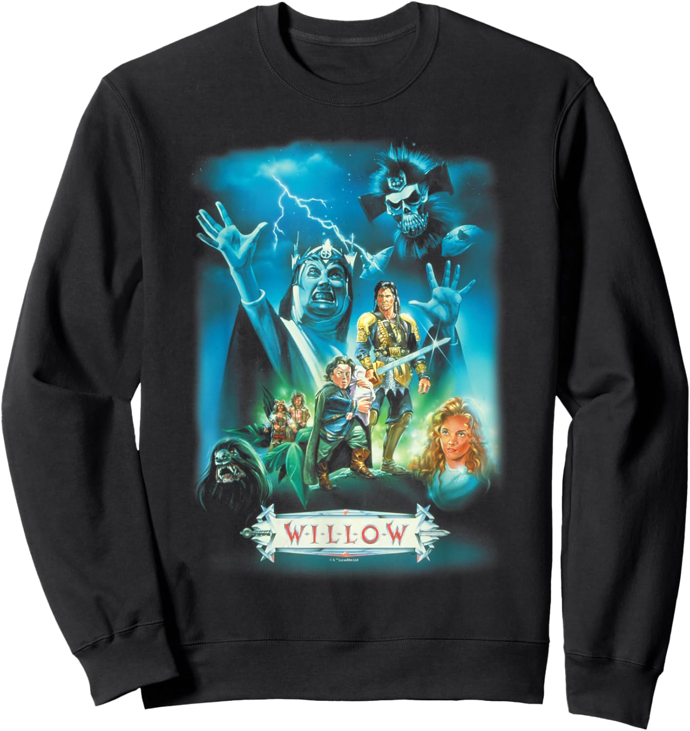 Lucasfilm Willow Illustrated Blue Movie Poster Sweatshirt - Sweatshirt | Black
