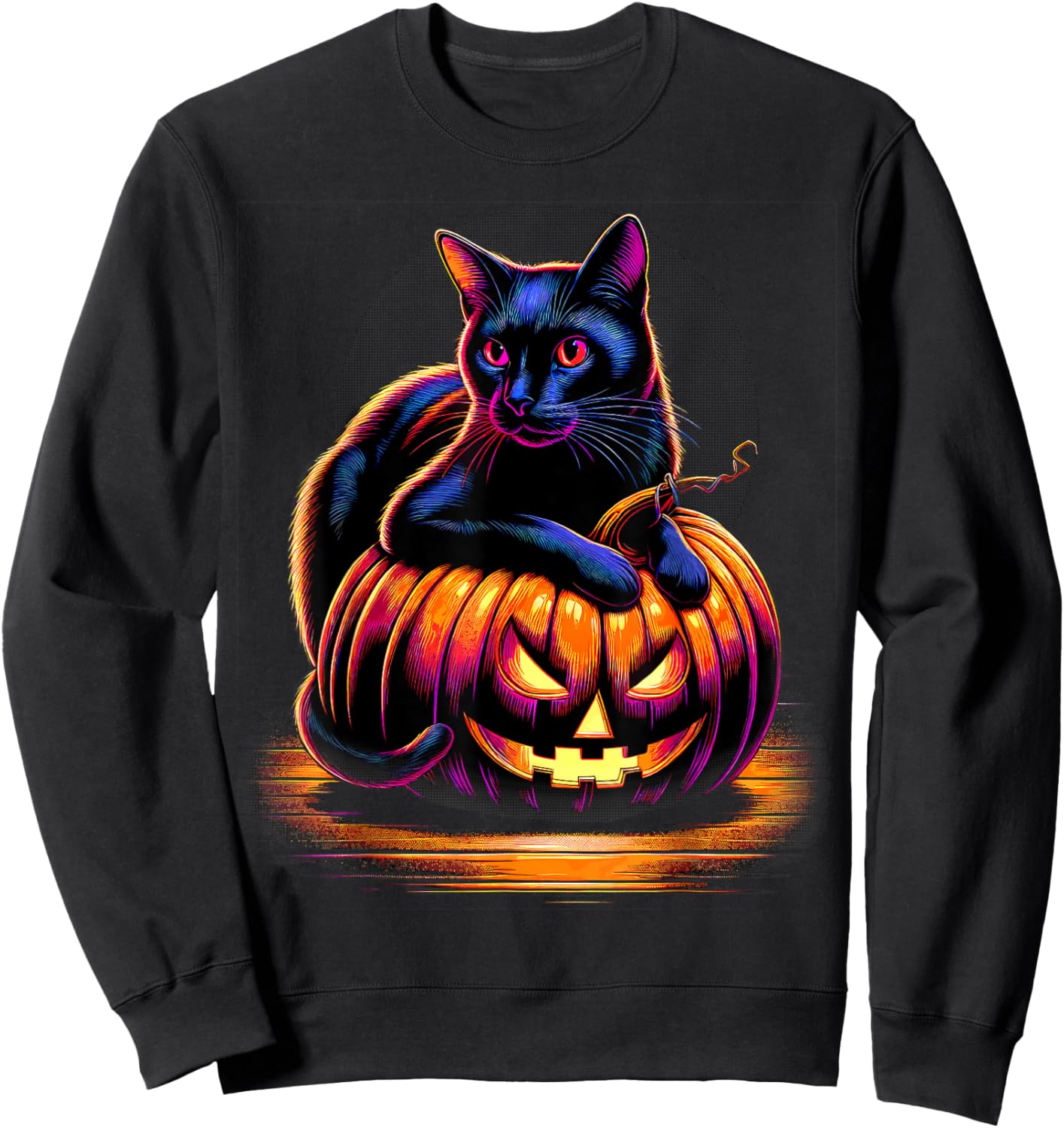 Halloween Cat Funny Fall Pumpkin Cat Lover Cute Sweatshirt - Sweatshirt | Black