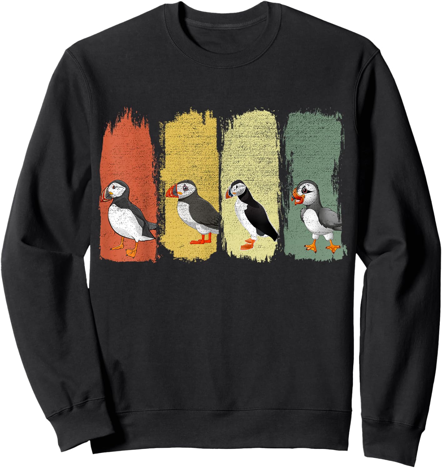 Retro Puffin Bird Sweatshirt - Sweatshirt | Black