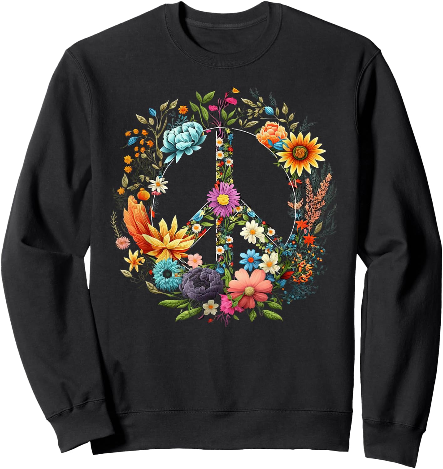 Peace hand tie sign of freedom hippie flower child Sweatshirt - Sweatshirt | Black