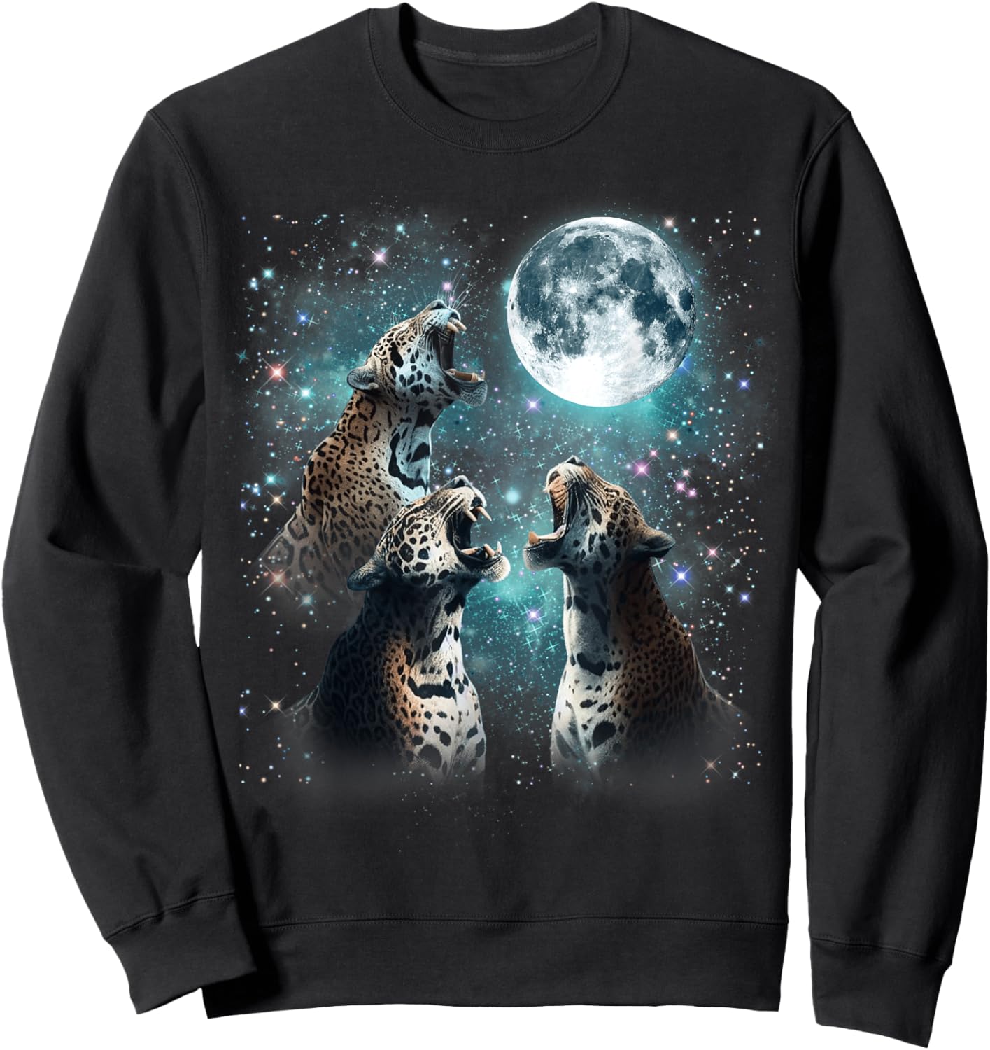 3 Jaguar Moon Howling Jaguar Head Funny , Women, Kid Sweatshirt - Sweatshirt | Black