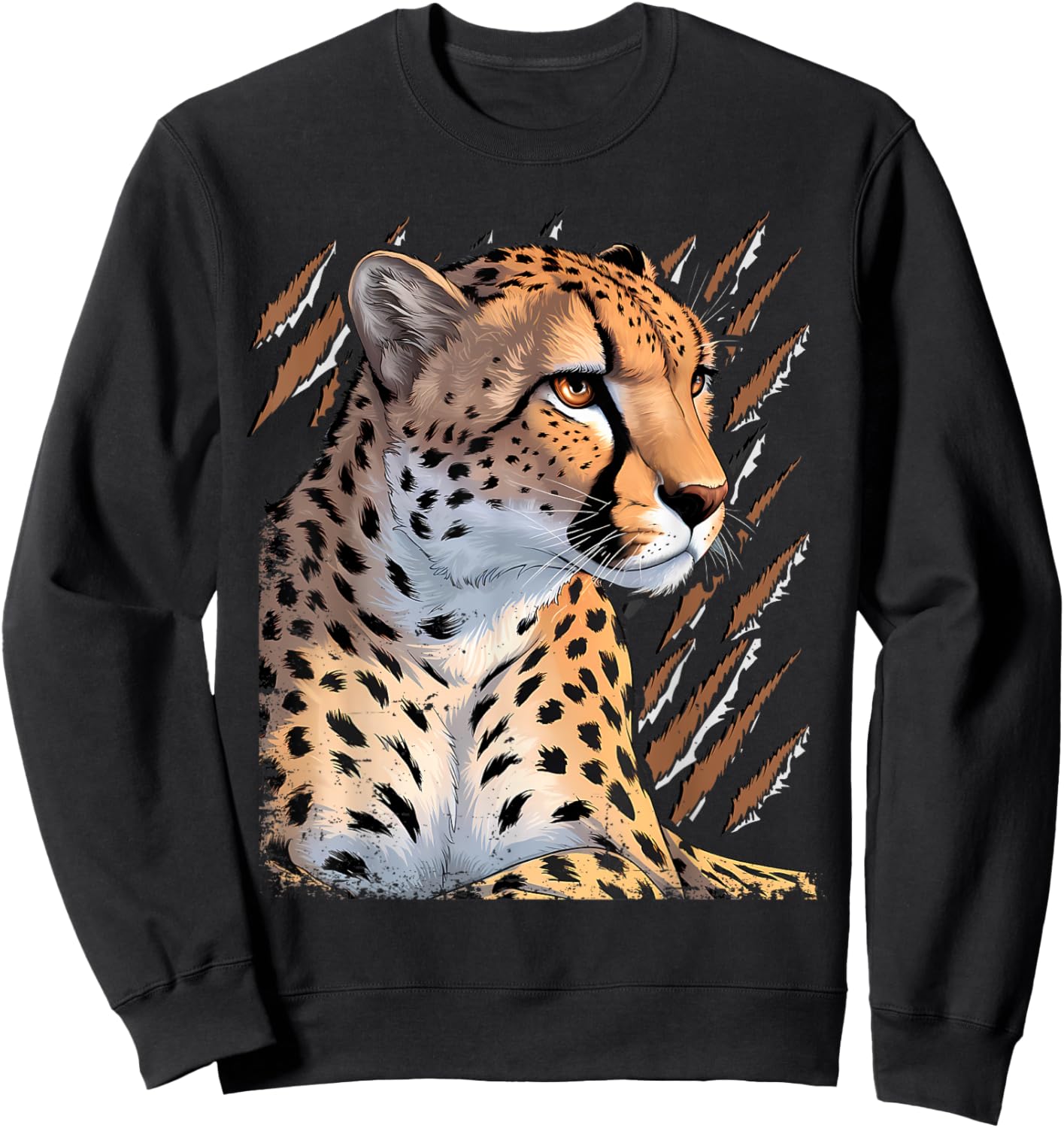 Leopard Cheetah Tiger Leopard Face Lion Cat Sweatshirt - Sweatshirt | Black
