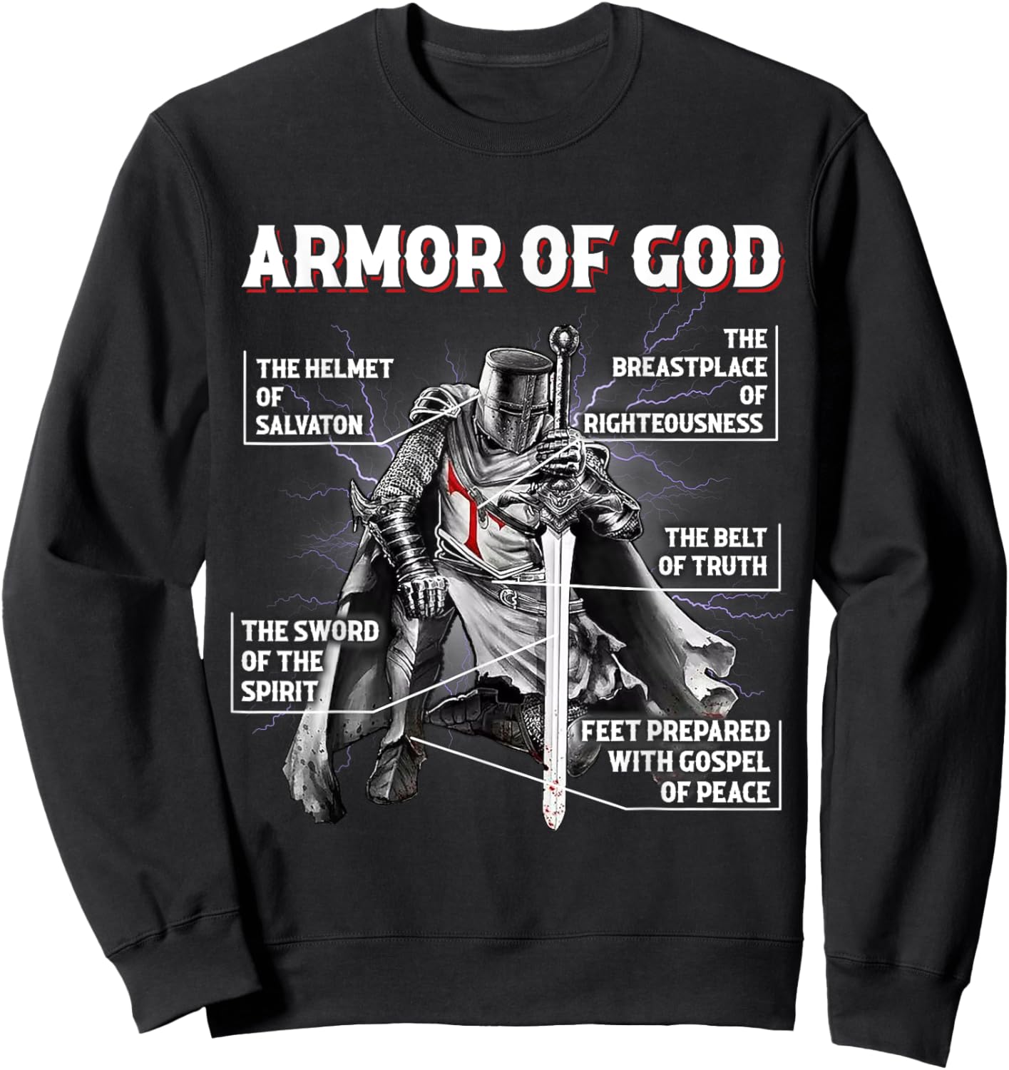 Armor Of God Bible Verse Cool,Ephesians 6:11 Christian Bible Sweatshirt - Sweatshirt | Black