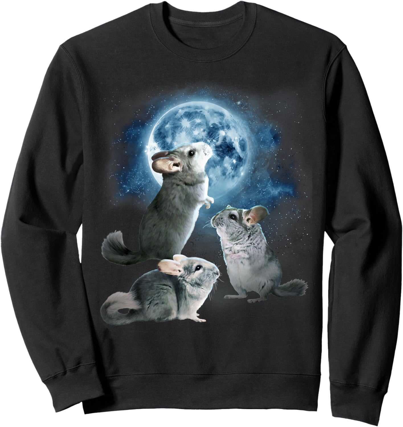 Funny Chinchilla Shirt - Chinchillas Howling at the Moon Sweatshirt - Sweatshirt | Black