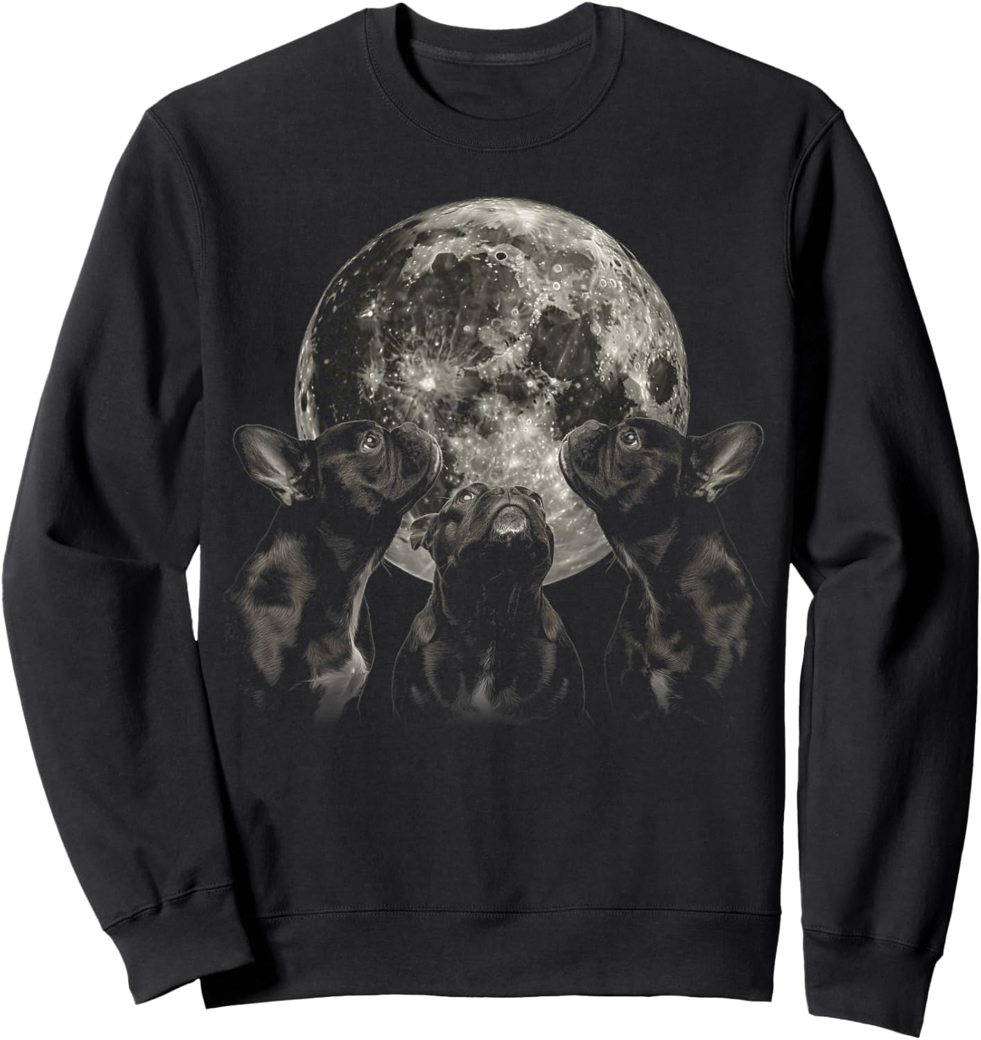 French Bulldog Frenchie Dog Howling Moon Sweatshirt - Sweatshirt | Black