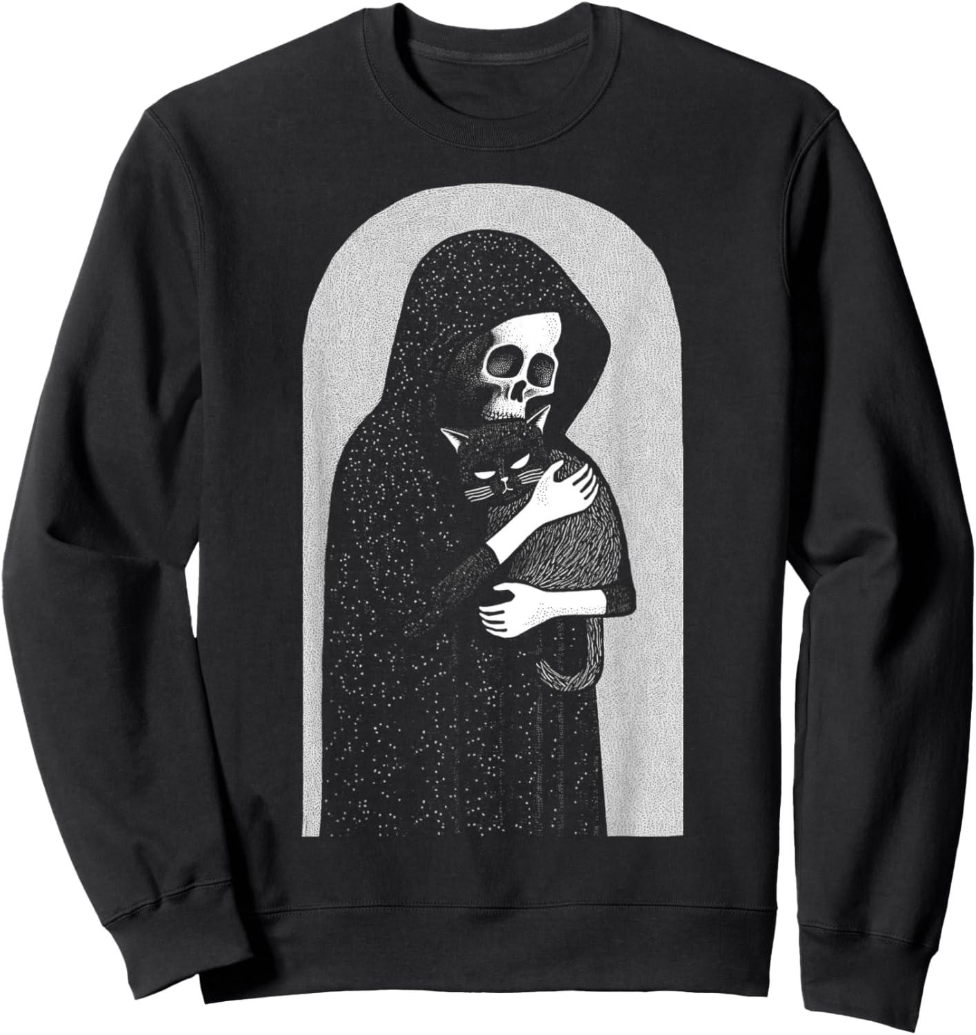 Reaper Of Death And His Black Cat Cuddle Punk Goth Grunge Men Women Girls Kids Sweatshirt - Sweatshirt | Black