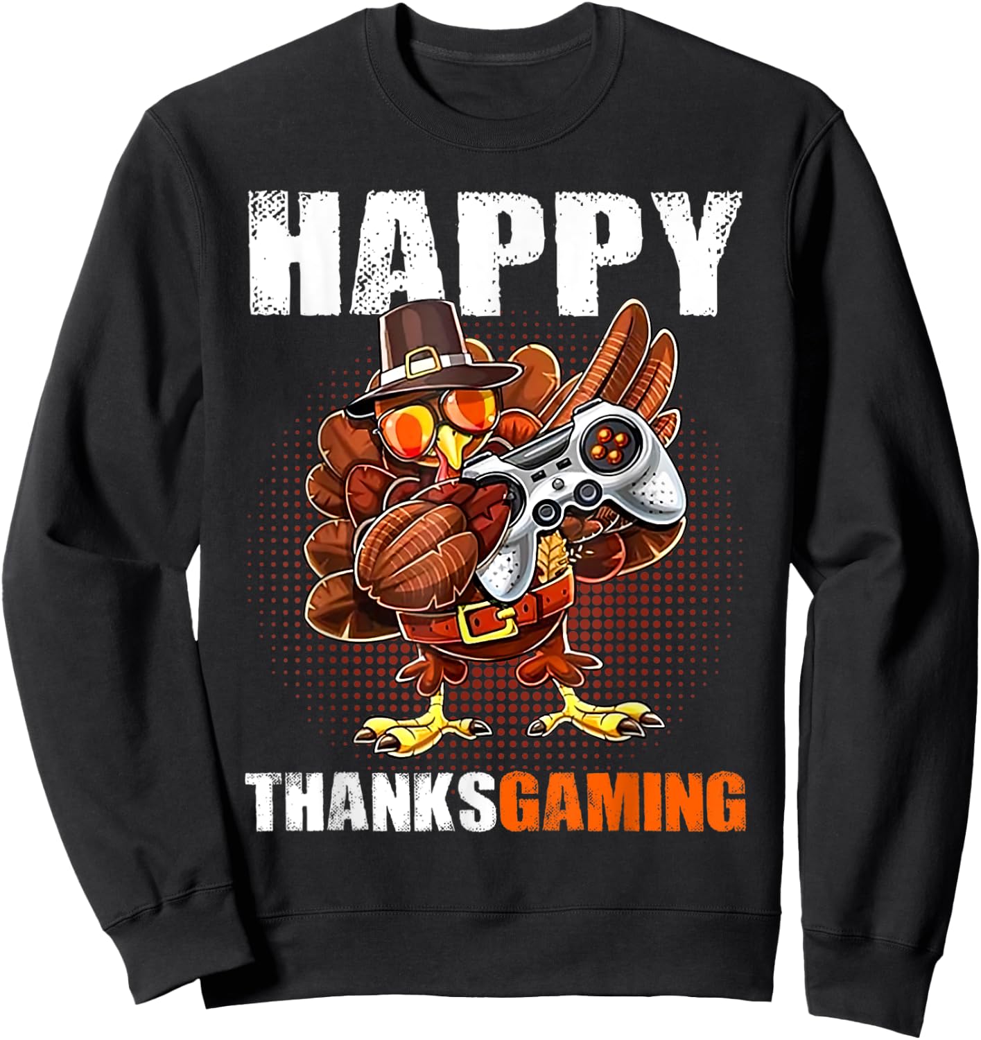 Happy Thanksgaming Gamer Turkey Dabbing Video Game Lover Sweatshirt - Sweatshirt | Black
