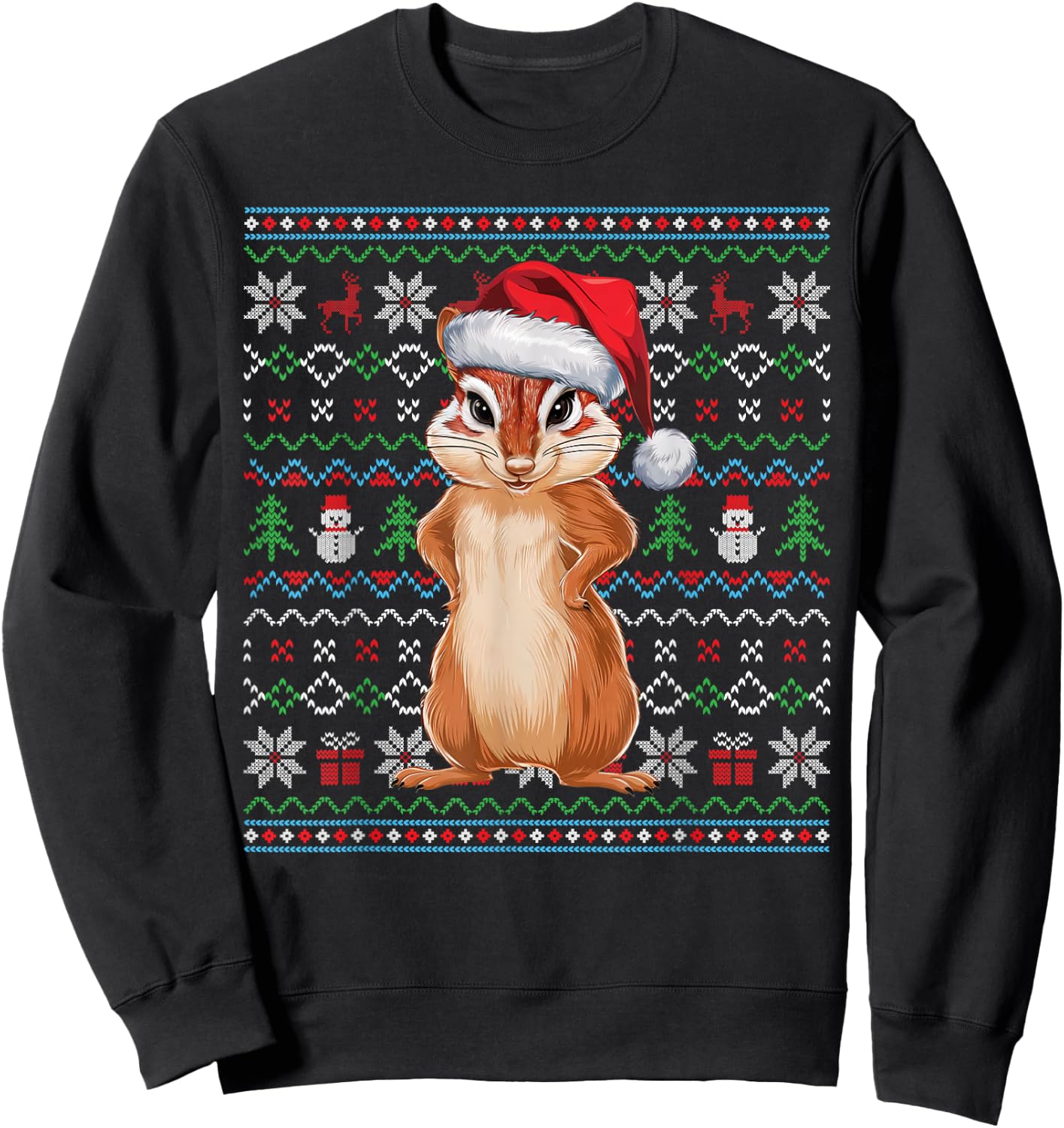 Ugly Chipmunk Lovers Xmas Sweater Santa Christmas Sweatshirt - Sweatshirt | Black
