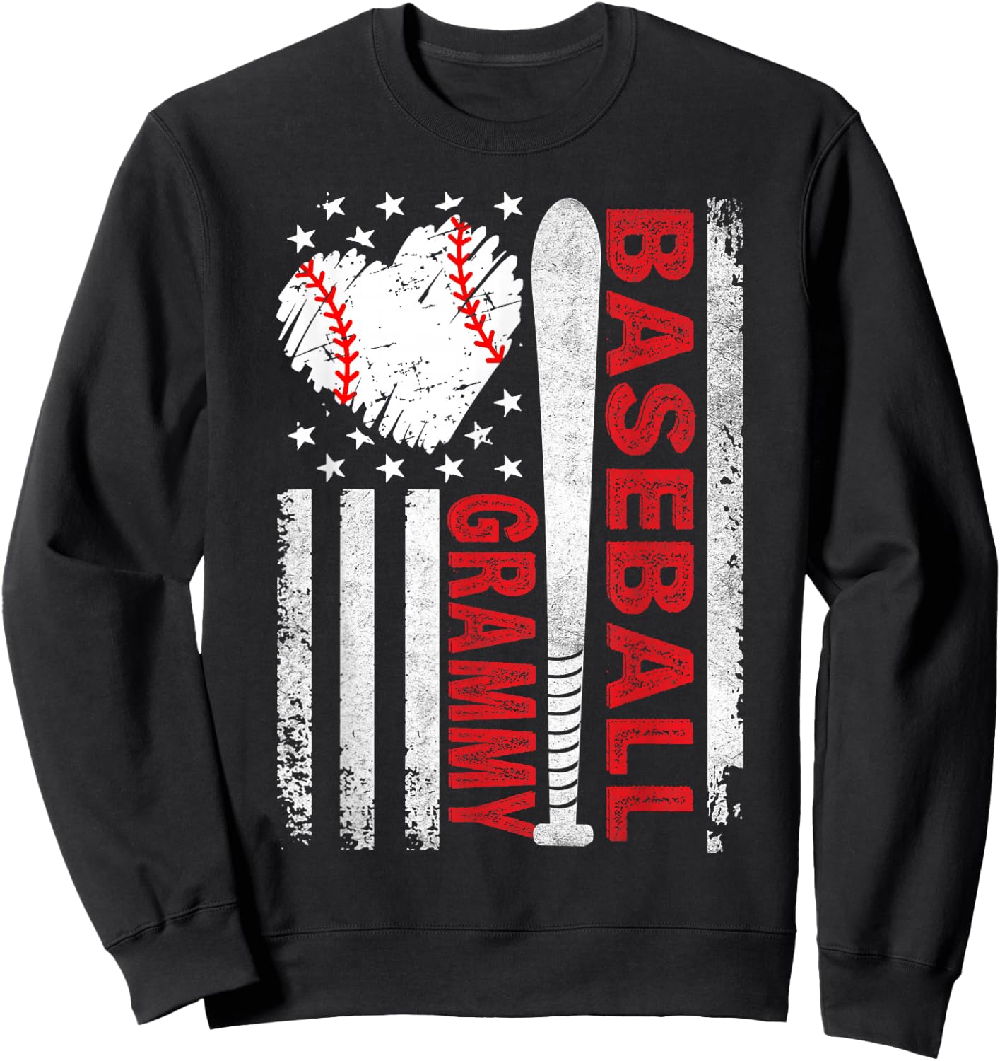 American Flag Baseball Grammy Baseball Heart Sweatshirt - Sweatshirt | Black
