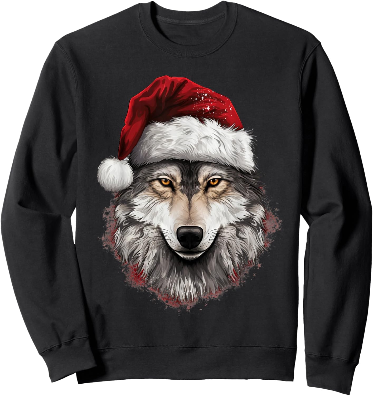 Wolf Christmas Funny Xmas Gift Animal Lovers Men Women Kids Sweatshirt - Sweatshirt | Black